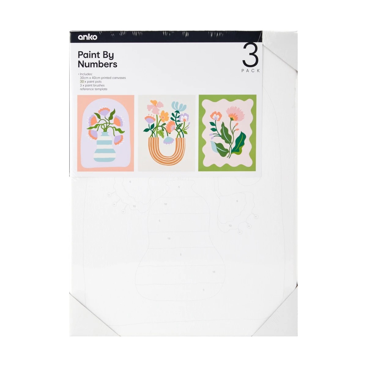 1 3 Pack Paint By Numbers - Bold Floral, 1 of 3