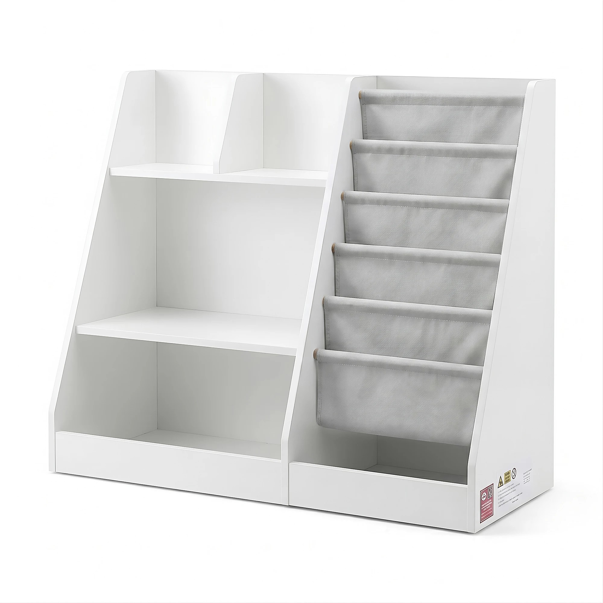 1 Keezi Kids Bookshelf Wood Bookcase Toddler Toys Storage Rack Display Shelves - White, 1 of 8
