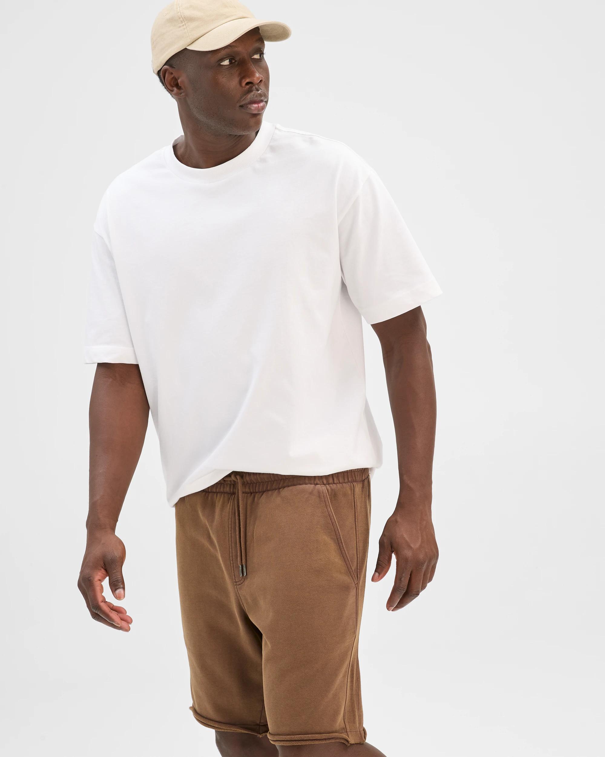 4 Commons Australian Cotton Rib Stripe Fleece Shorts BROWN, 4 of 7