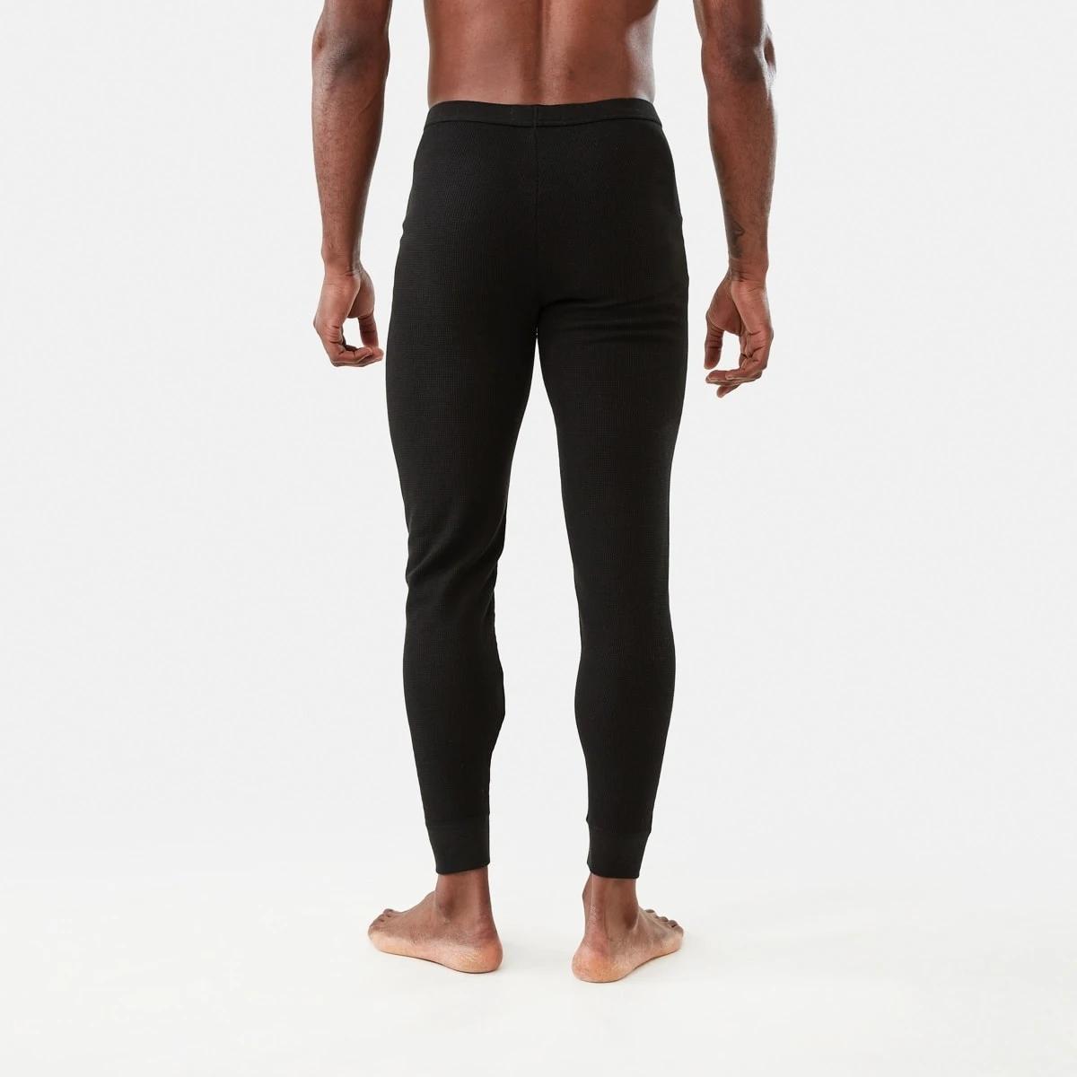 3 Long Mini Waffle Thermal Pants Black, 3 of 6