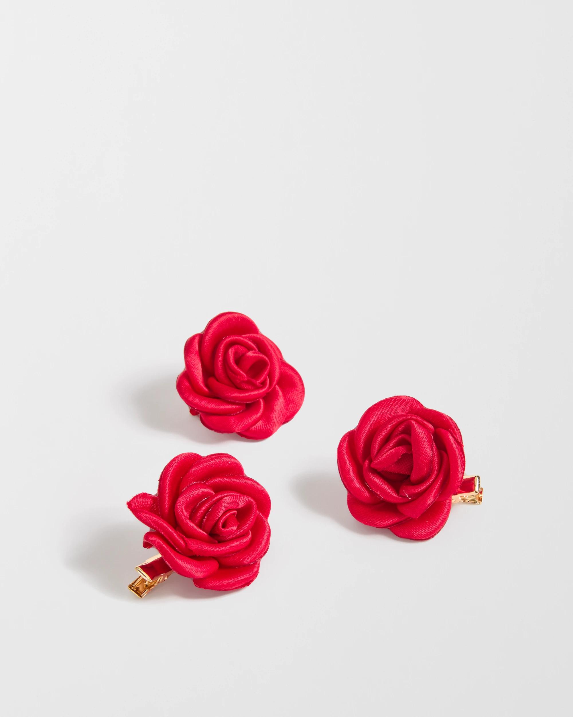 2 Target Woman 3 Pack Mini Rosette Hair Clips RED, 2 of 2