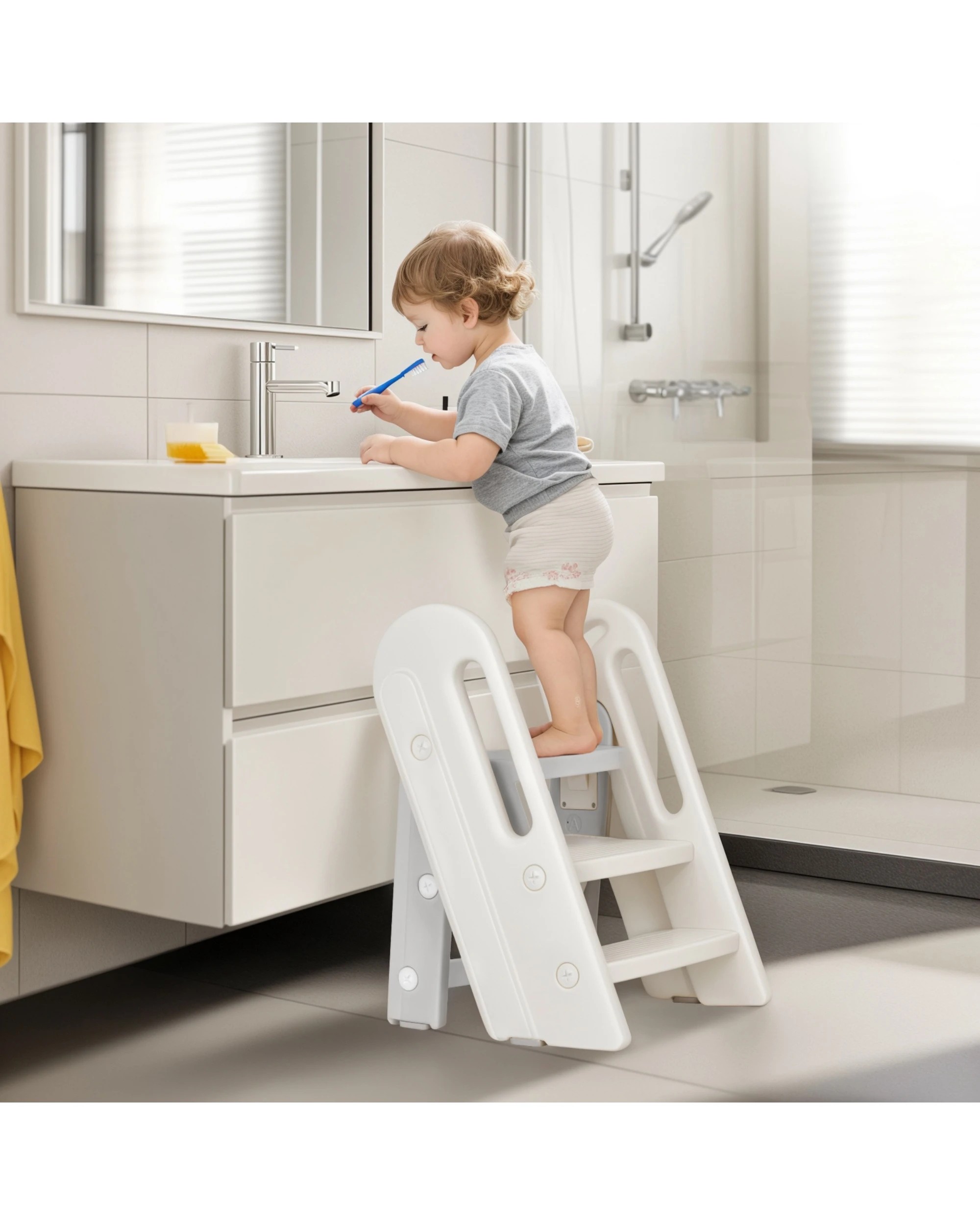 7 Advwin Foldable Toddler Step Stool with Adjustable Height, 7 of 9