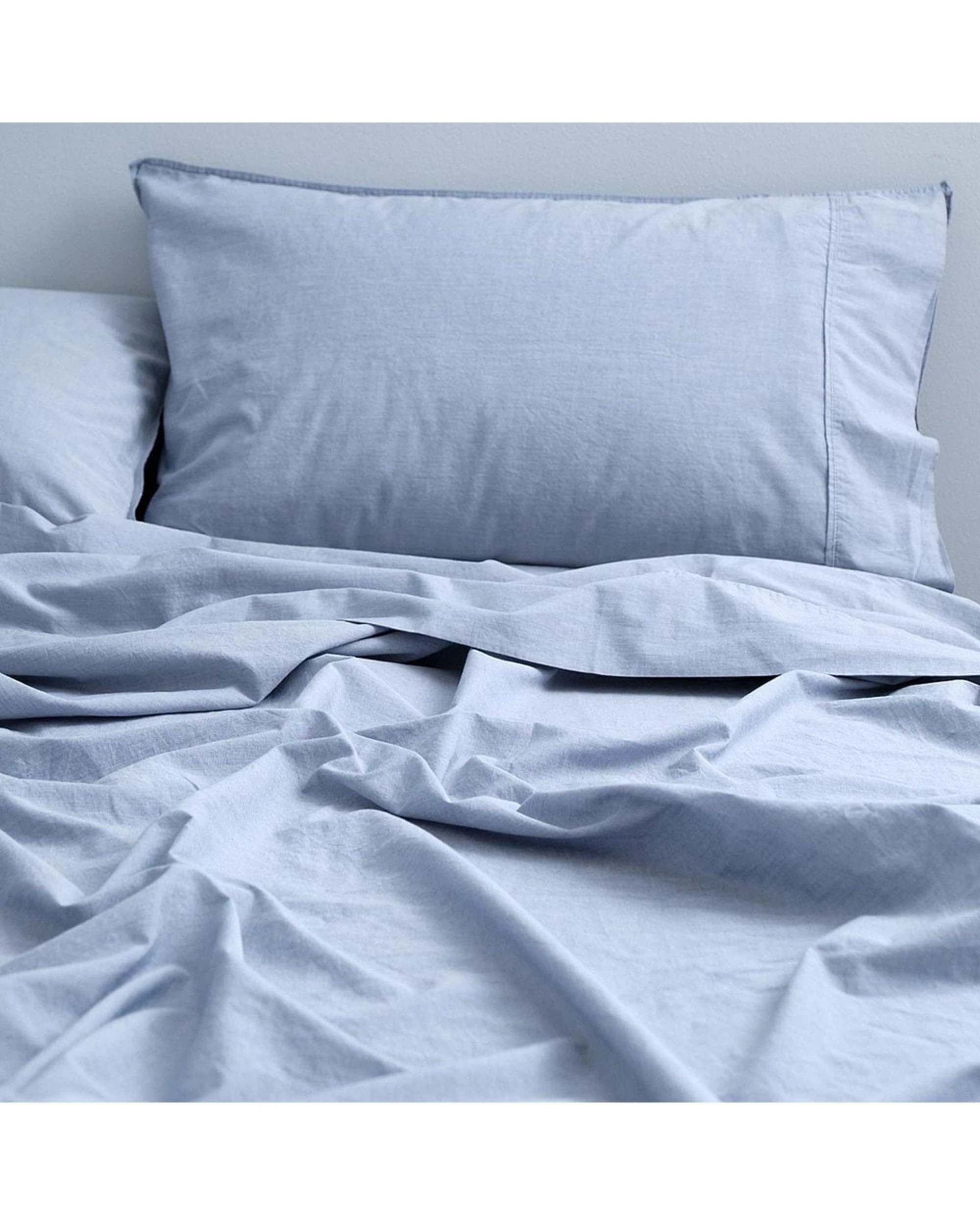 1 Canningvale Vintage Softwash Cotton Sheet Set Denim MElange - Super King Bed - Blue, 1 of 3