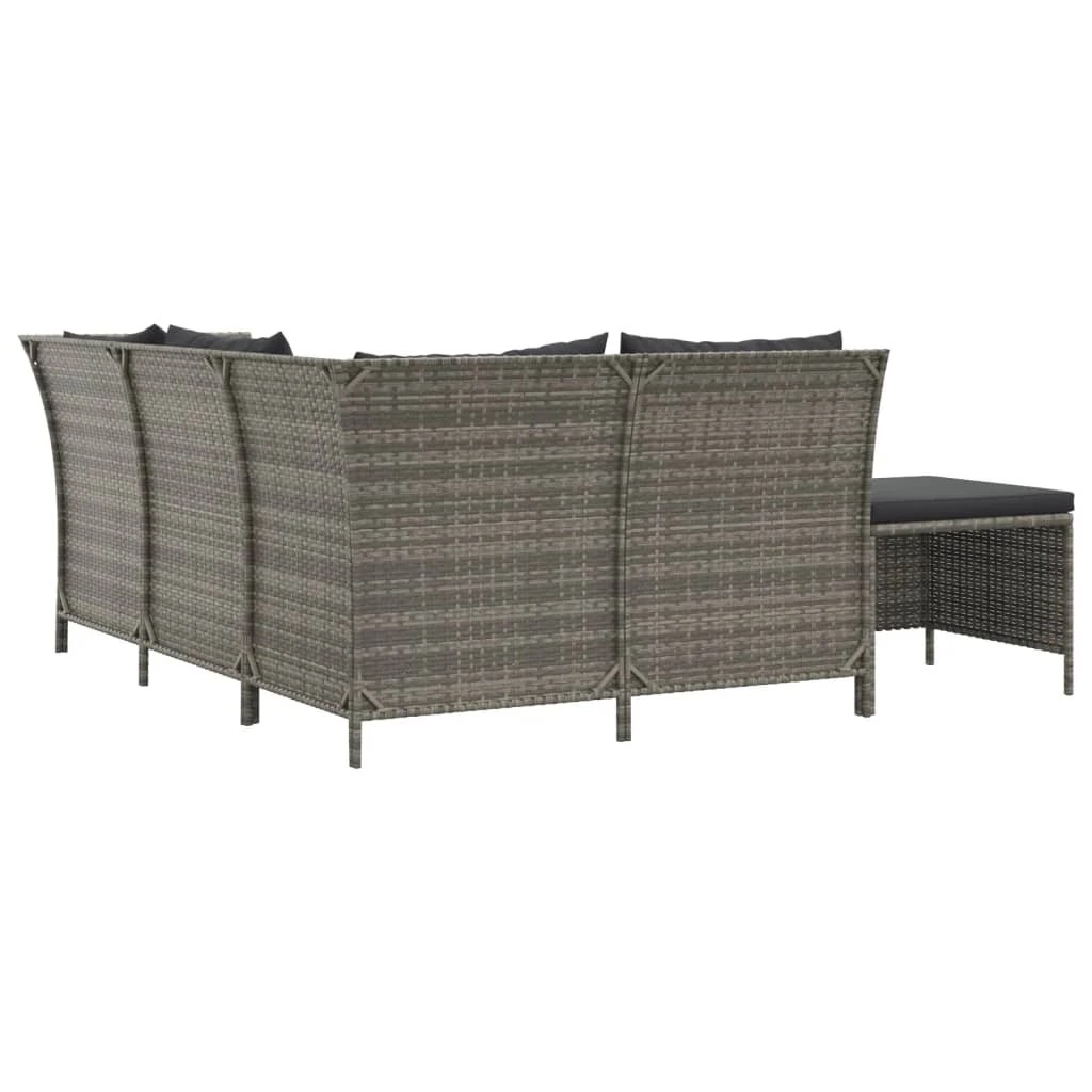 3 vidaXL 4 Piece Garden Lounge Set With Cushions Poly Rattan - Grey, 3 of 8