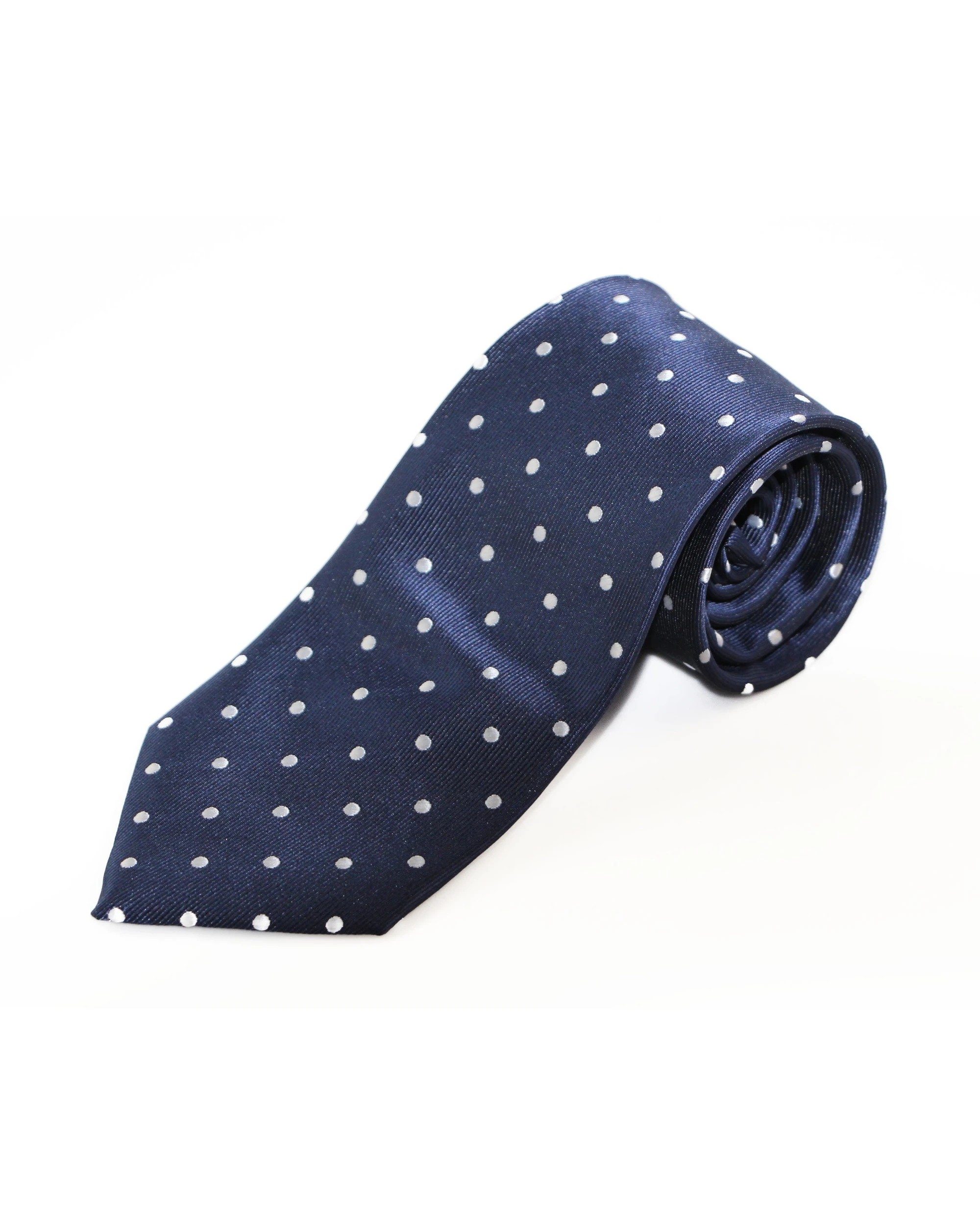2 Zasel Mens Navy & White Mini Polka Dot Patterned 8cm Neck Tie, 2 of 2