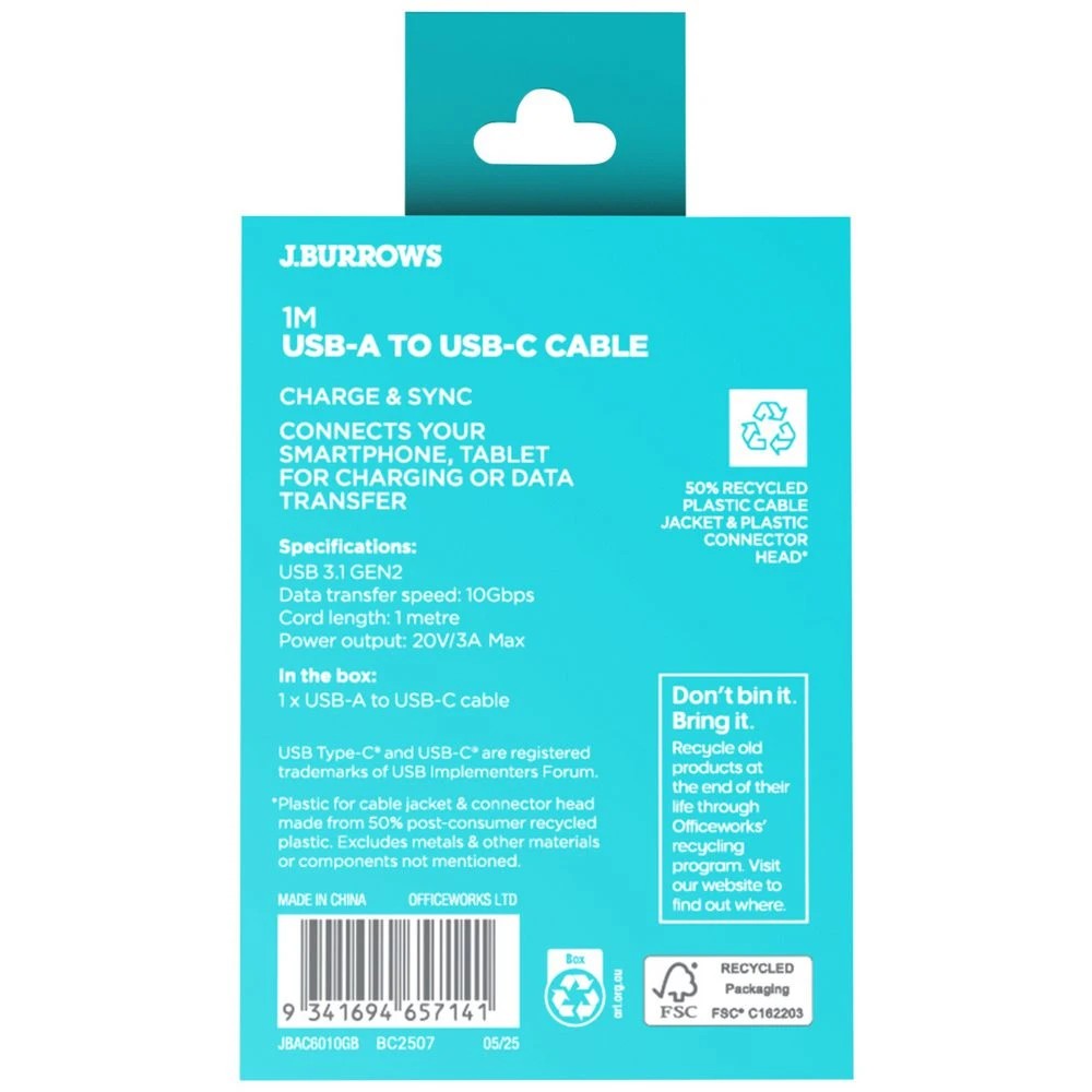 5 J.Burrows 10Gbps USB-A to USB-C Cable 1m, 5 of 5