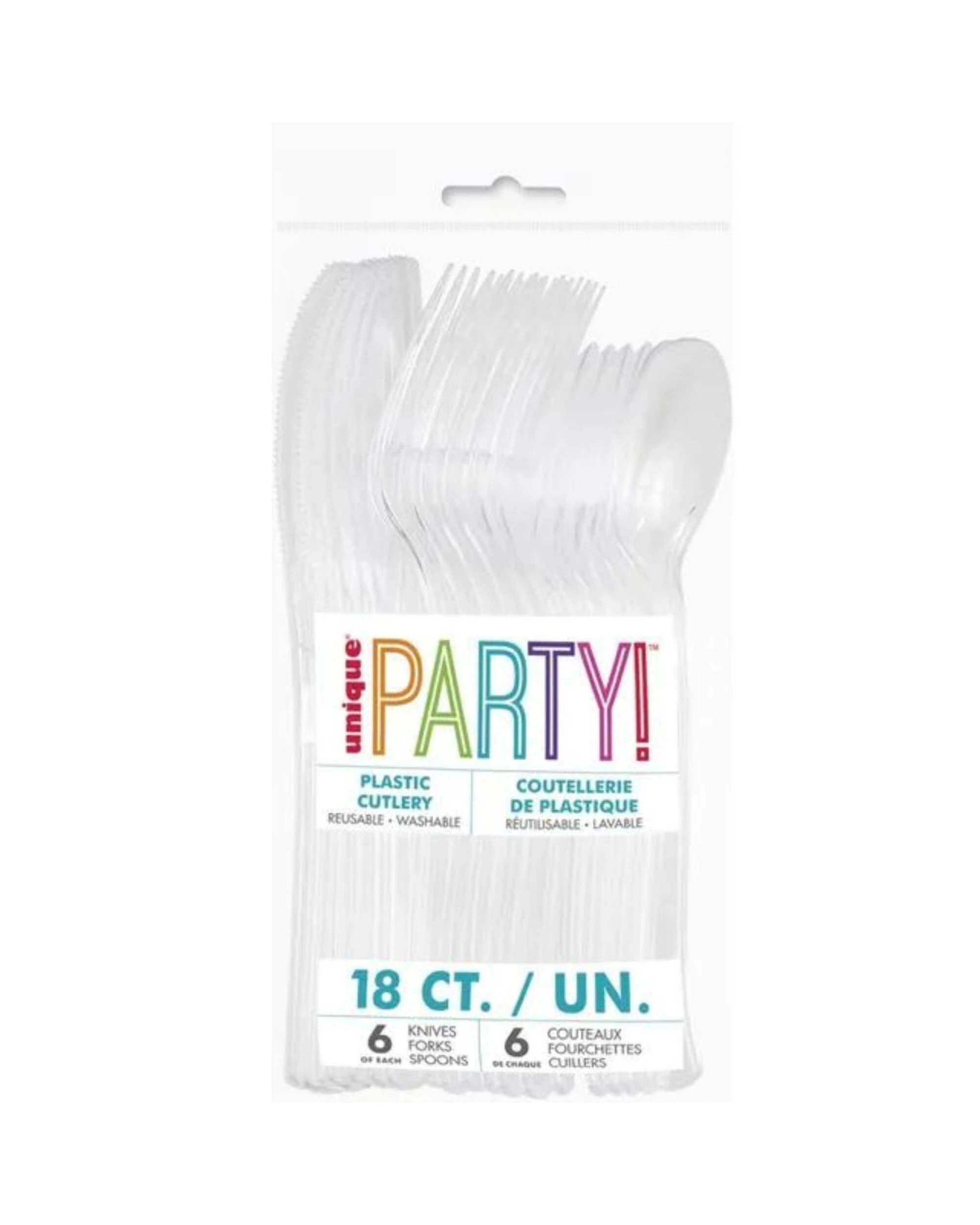 2 Unique Clear Reusable Plastic Cutlery Pack of 18 - Clear, 2 of 2