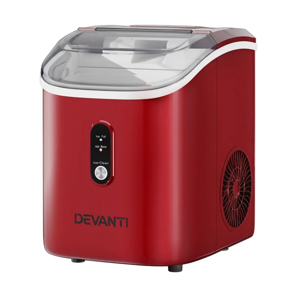 1 Devanti Ice Maker Machine 15kg Nugget Chewable Ice Cube - Red, 1 of 9