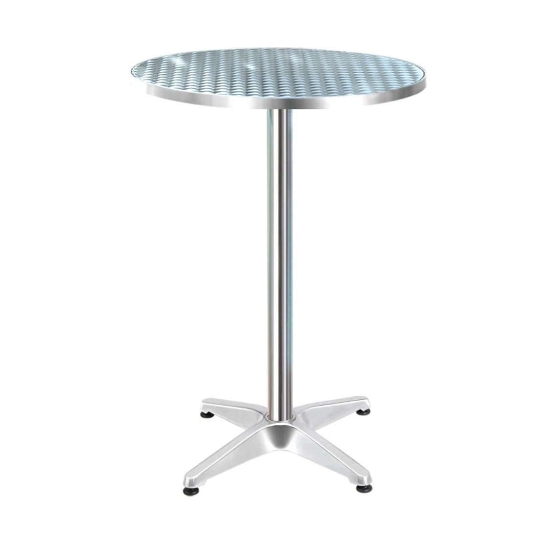 1 Gardeon Outdoor Bar Table Adjustable Aluminium Round 70/110cm - Silver, 1 of 6
