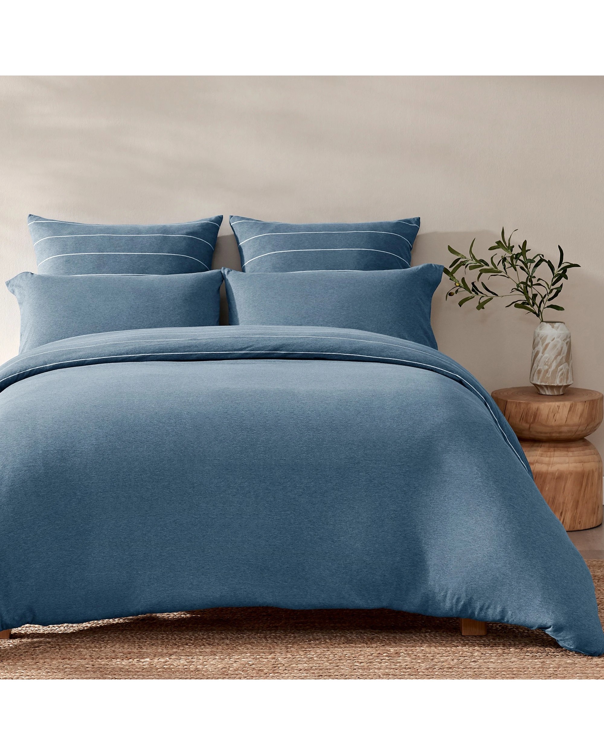 6 Dreamaker Jersey Luxe 100% Cotton Reversible European Pillowcase Twin Pack - Denim, 6 of 7