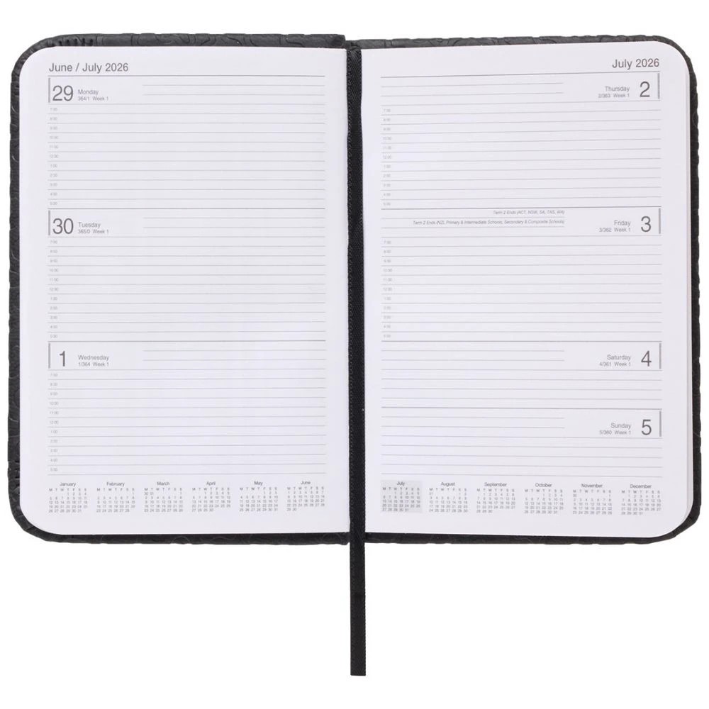 6 J.Burrows A7 Week-To-View Embossed Diary FY26/27 Black, 6 of 6