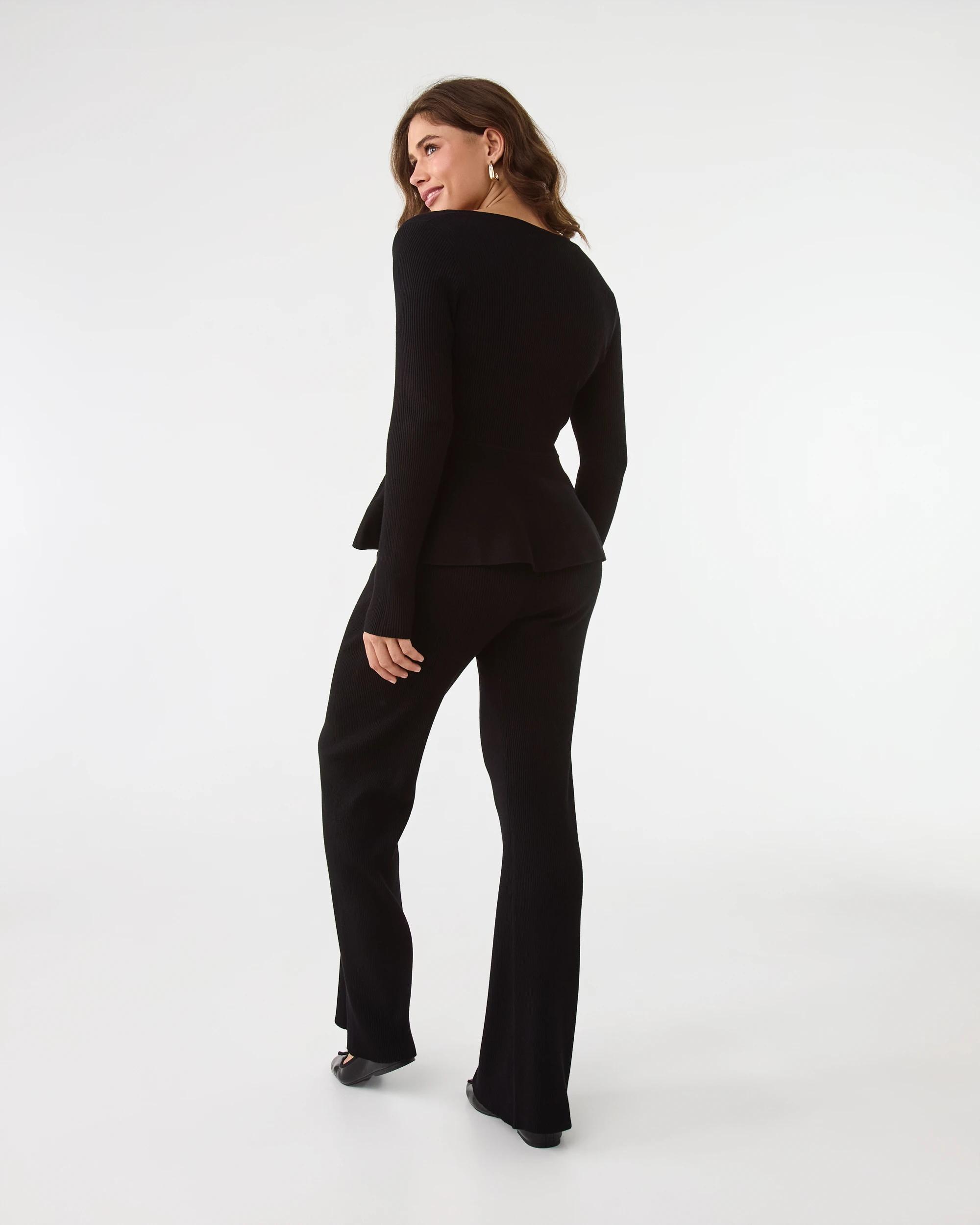 4 Kick Flare True Knit Pants Black, 4 of 6