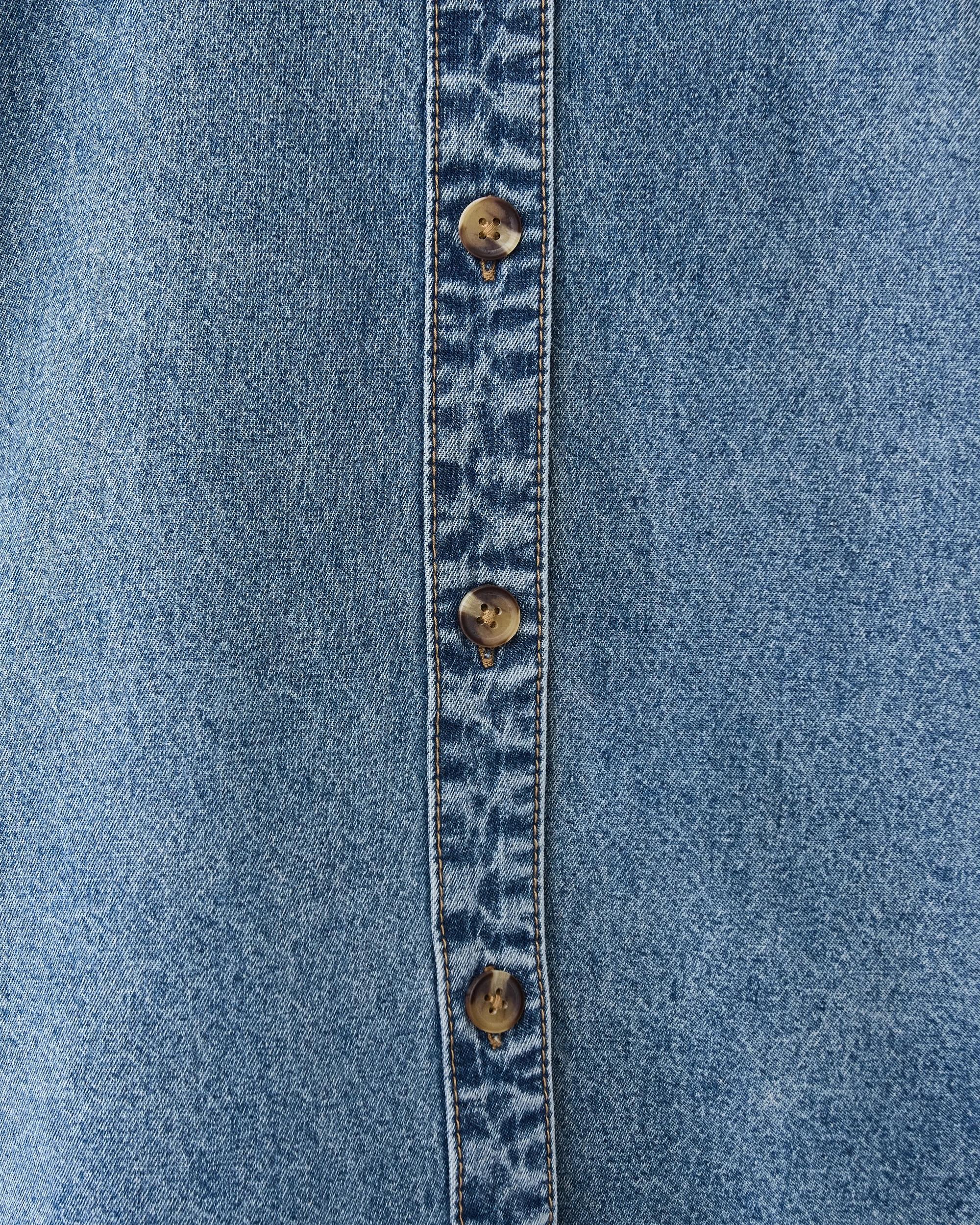 6 Long Sleeve Oversized Denim Shirt Light Wash, 6 of 7