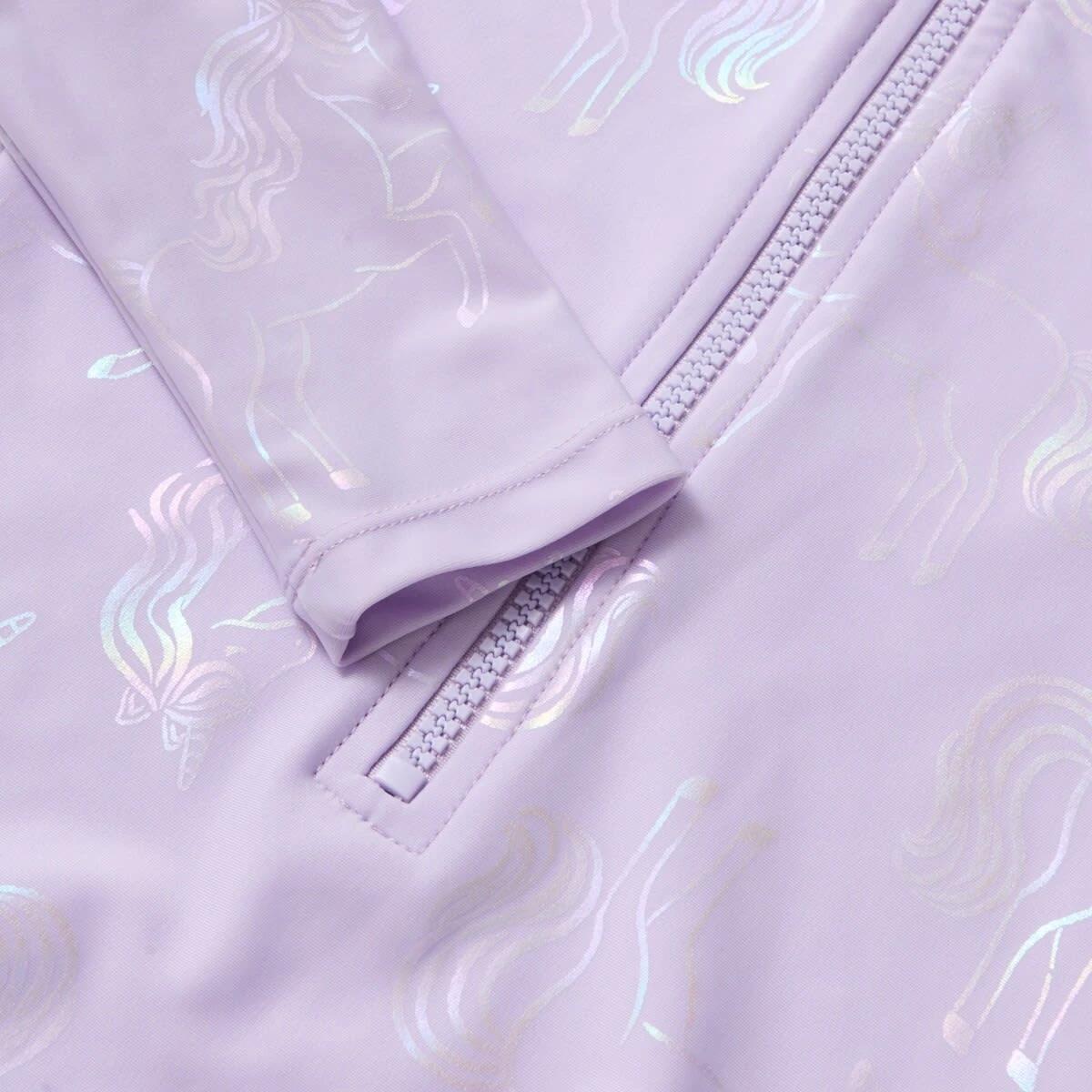 8 Long Sleeve One Piece Swimsuit UNICORN SHIMMER PASTEL LILAC, 8 of 8