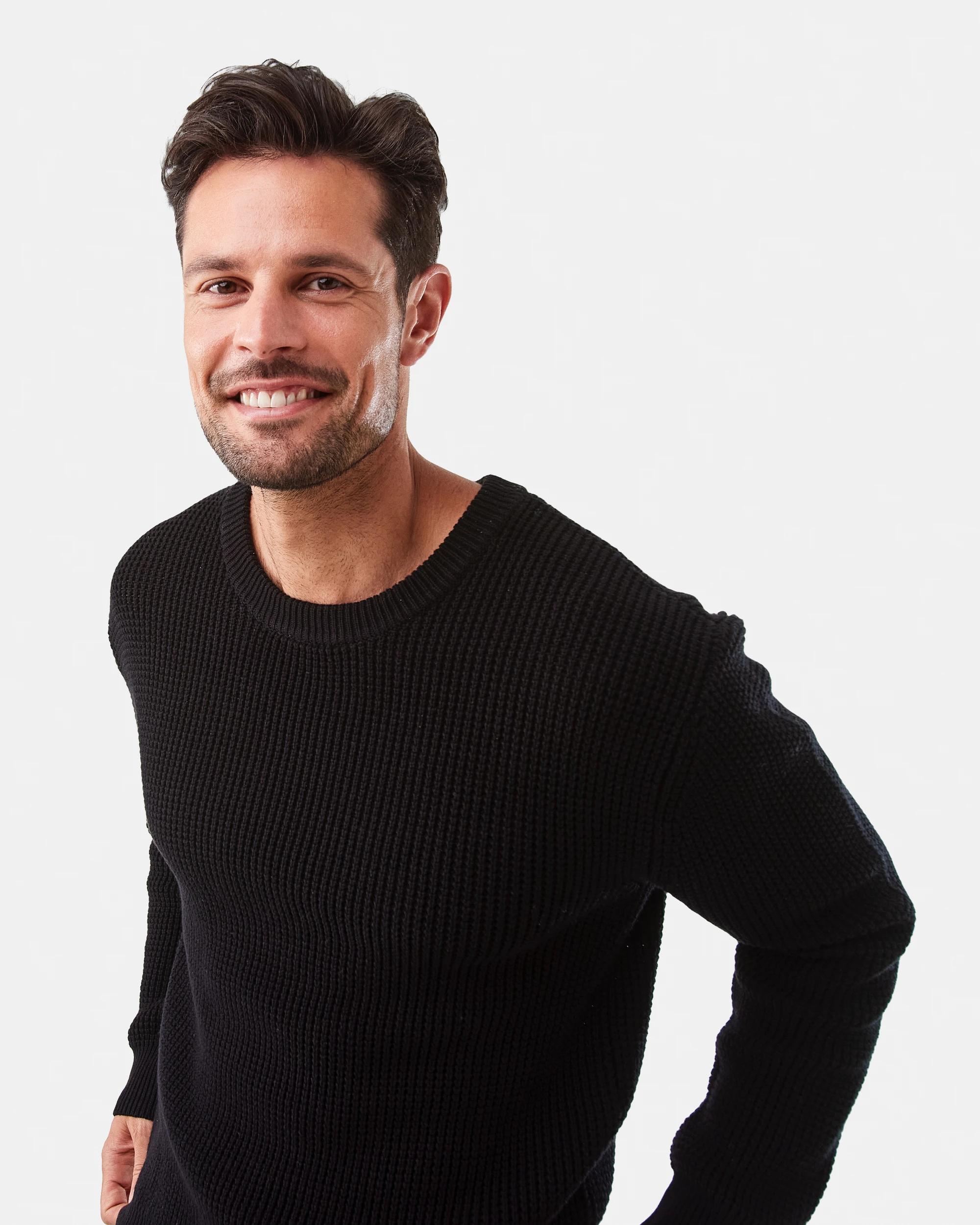 5 Waffle Knit Jumper Black, 5 of 7