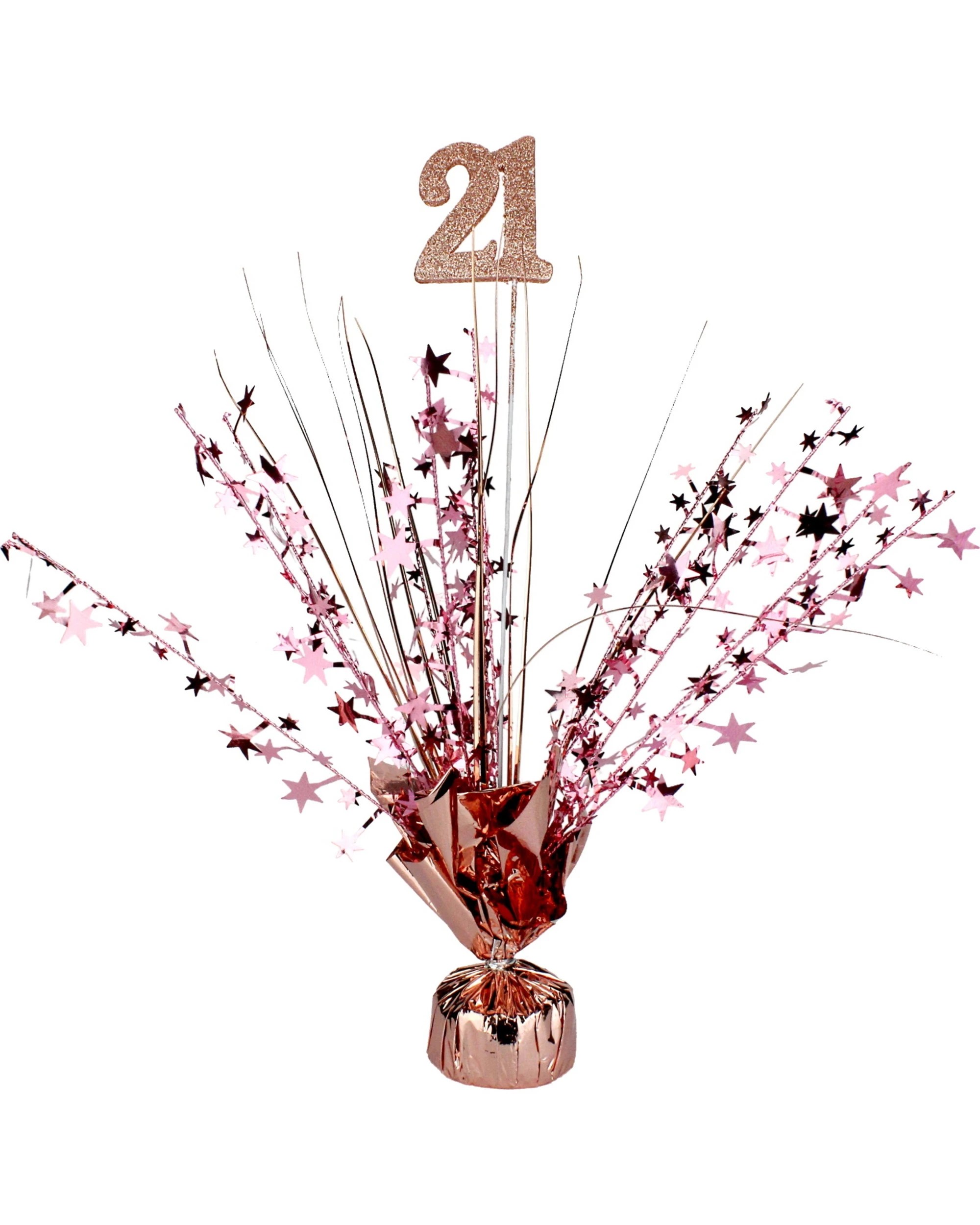 1 Partyrama 21st Birthday Rose Gold Foil Spray Centrepiece - Rose Gold, 1 of 1