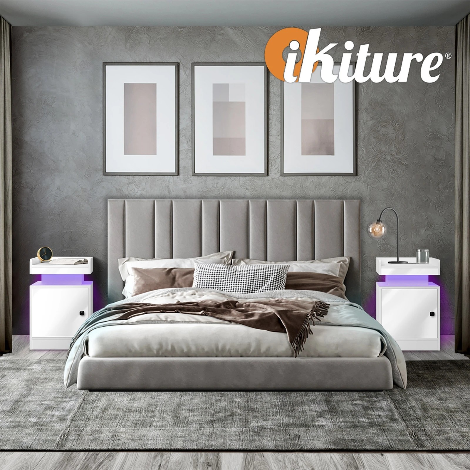 7 Oikiture Bedside Table Led Nightstand Usb Charging Station
 - White, 7 of 10