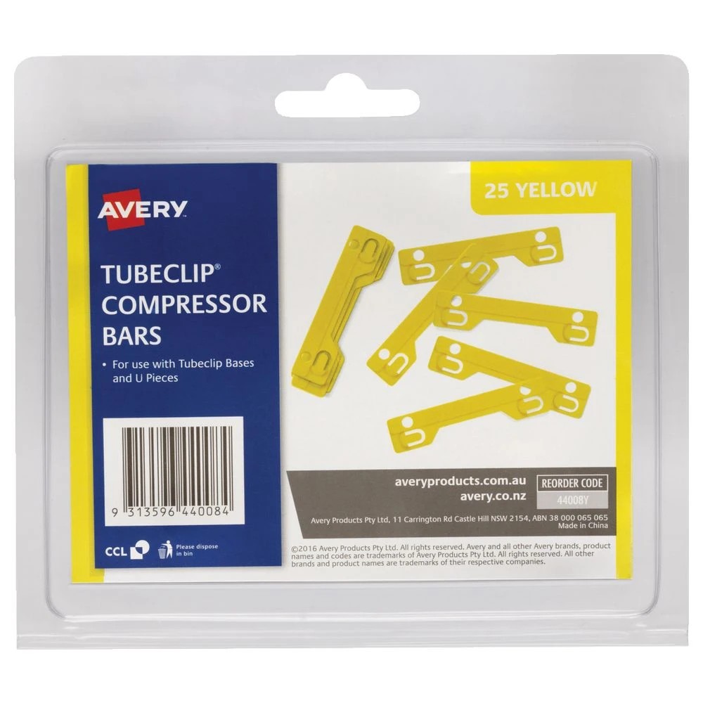 2 Avery Tubeclip Compressor Bar Yellow 25 Pack, 2 of 3