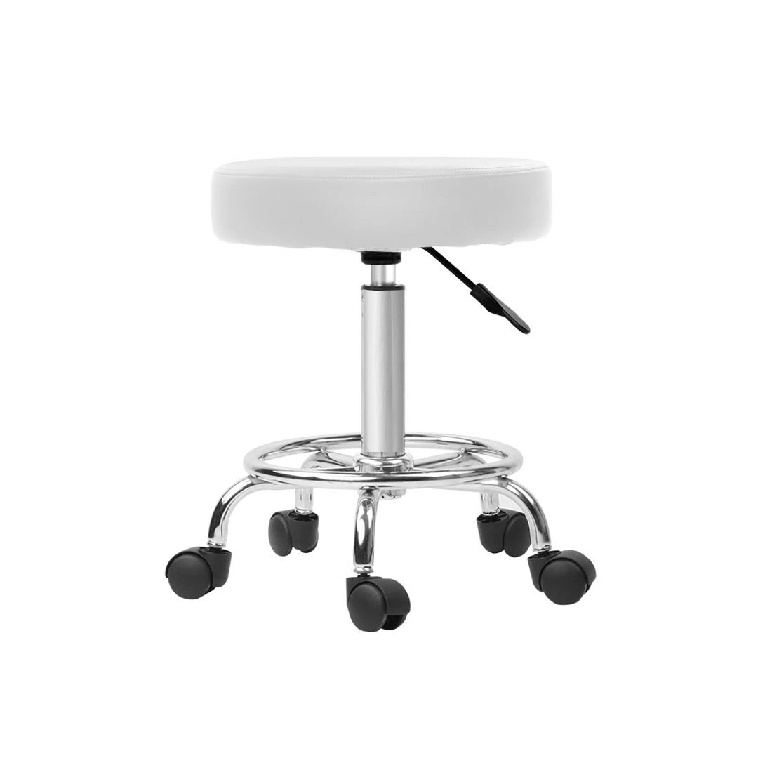 1 Artiss 2x Salon Stool Round Swivel Chair - White, 1 of 4