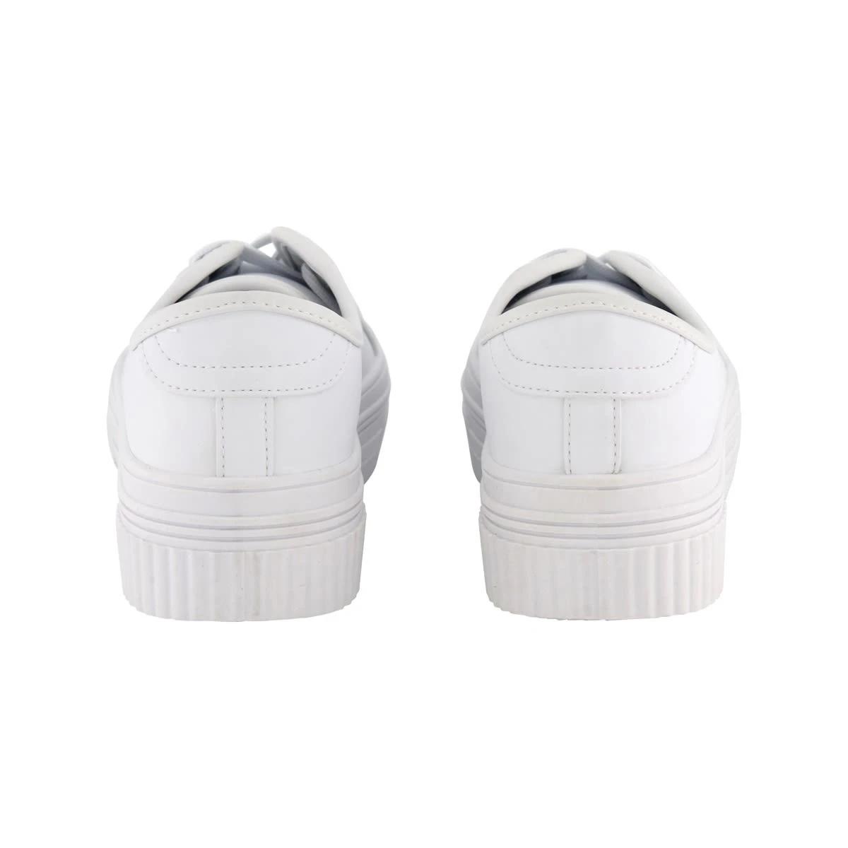 5 Chunky Casual PU Lace Up Sneakers White, 5 of 5