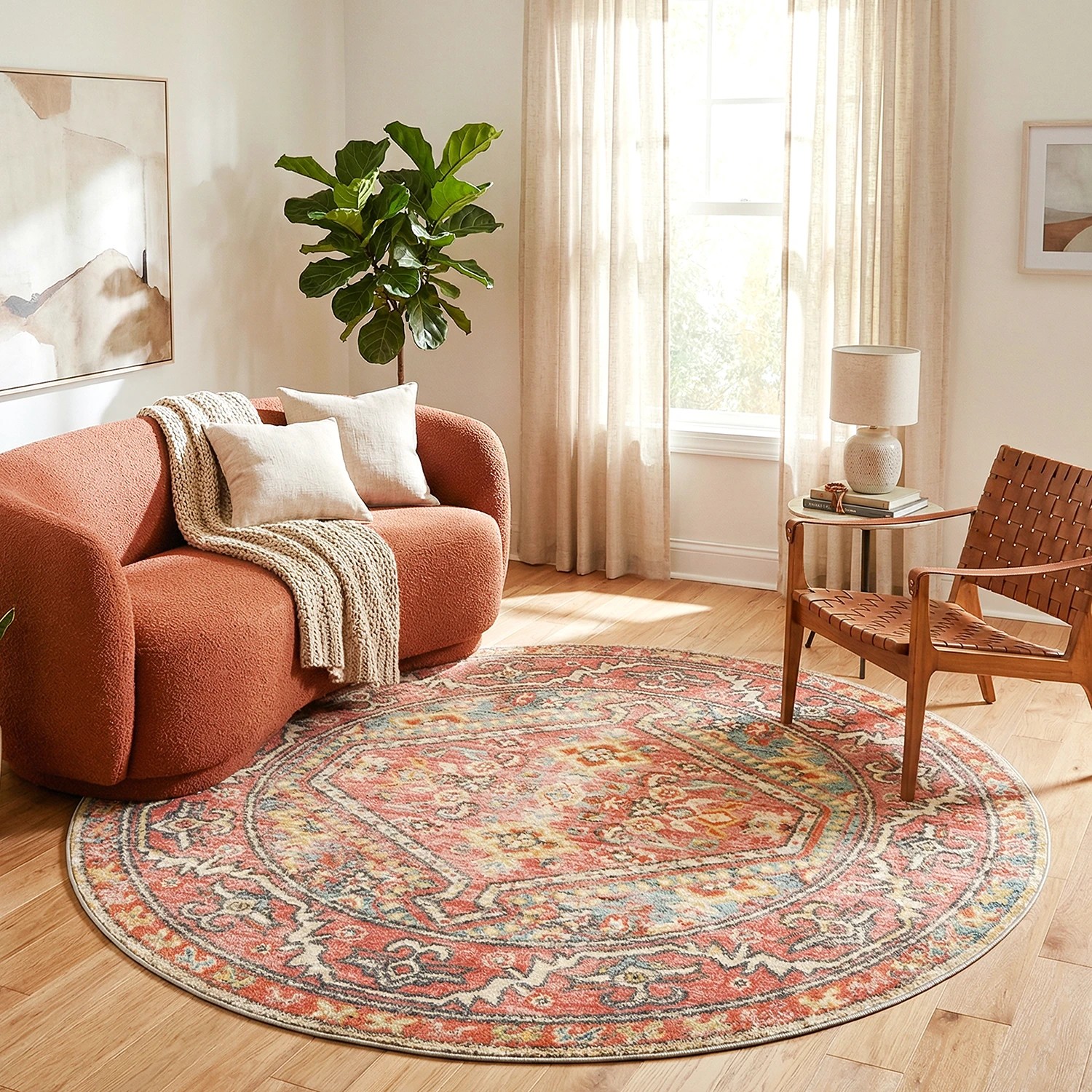 1 Common Ground Rugs Eterna 856 200x200cm - Medium Round Rug - Red, 1 of 8