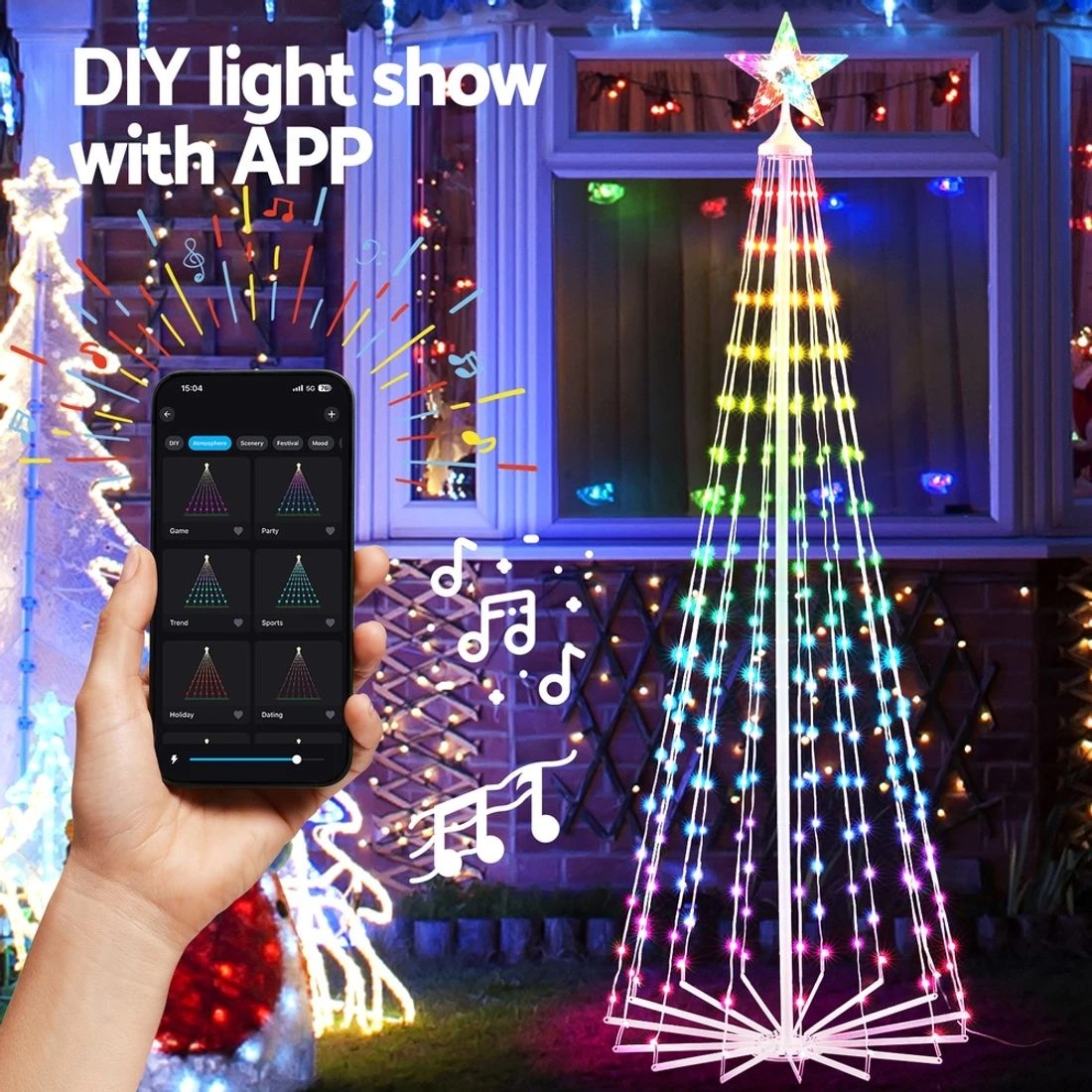 7 Jingle Jollys Christmas Tree 1.8m 265 RGB LED Fairy Lights Xmas Trees Decoration - Multi, 7 of 7
