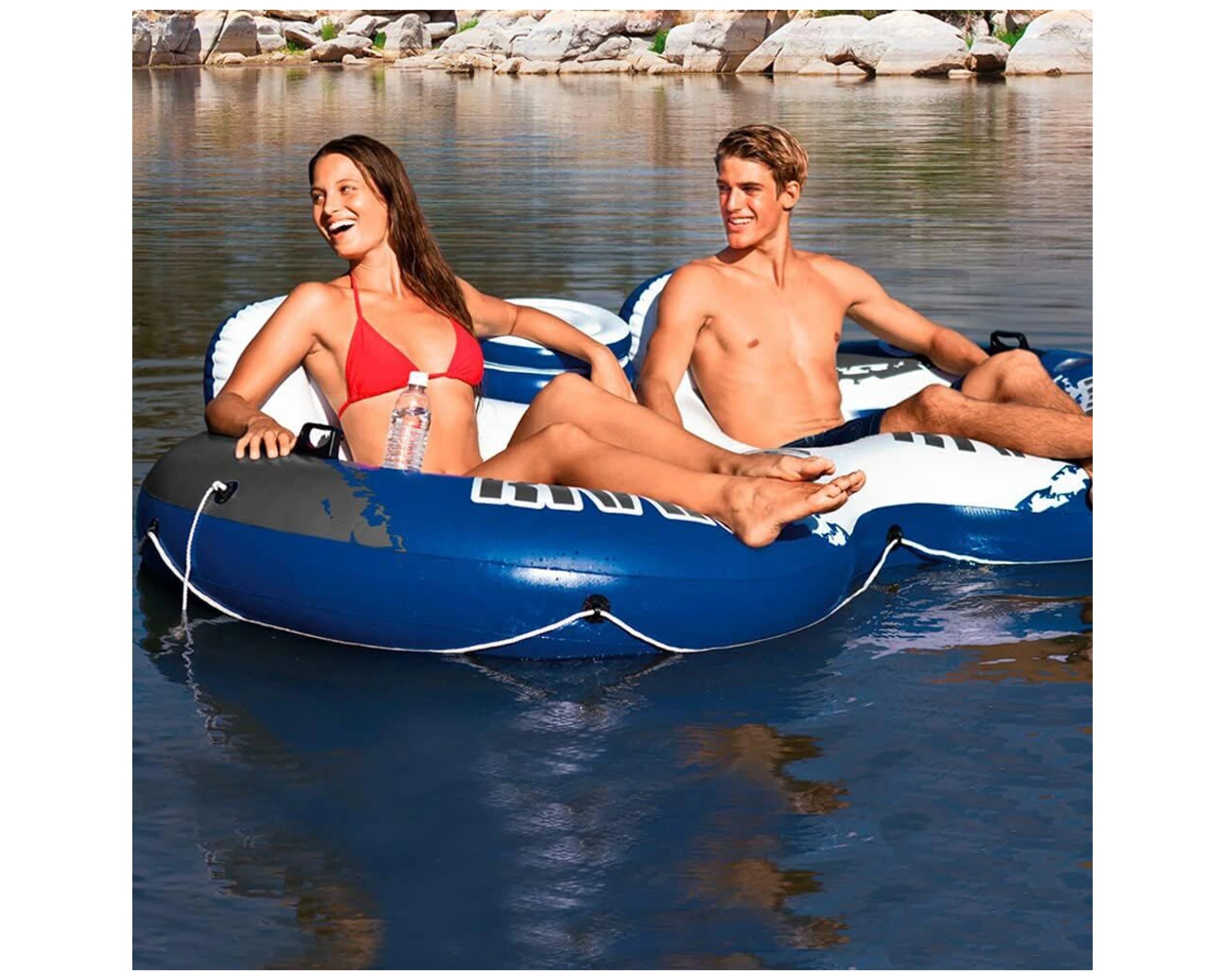 2 Intex River Run 2 Person Inflatable Outdoor Water Tube - Built-In Cooler - Multi, 2 of 4