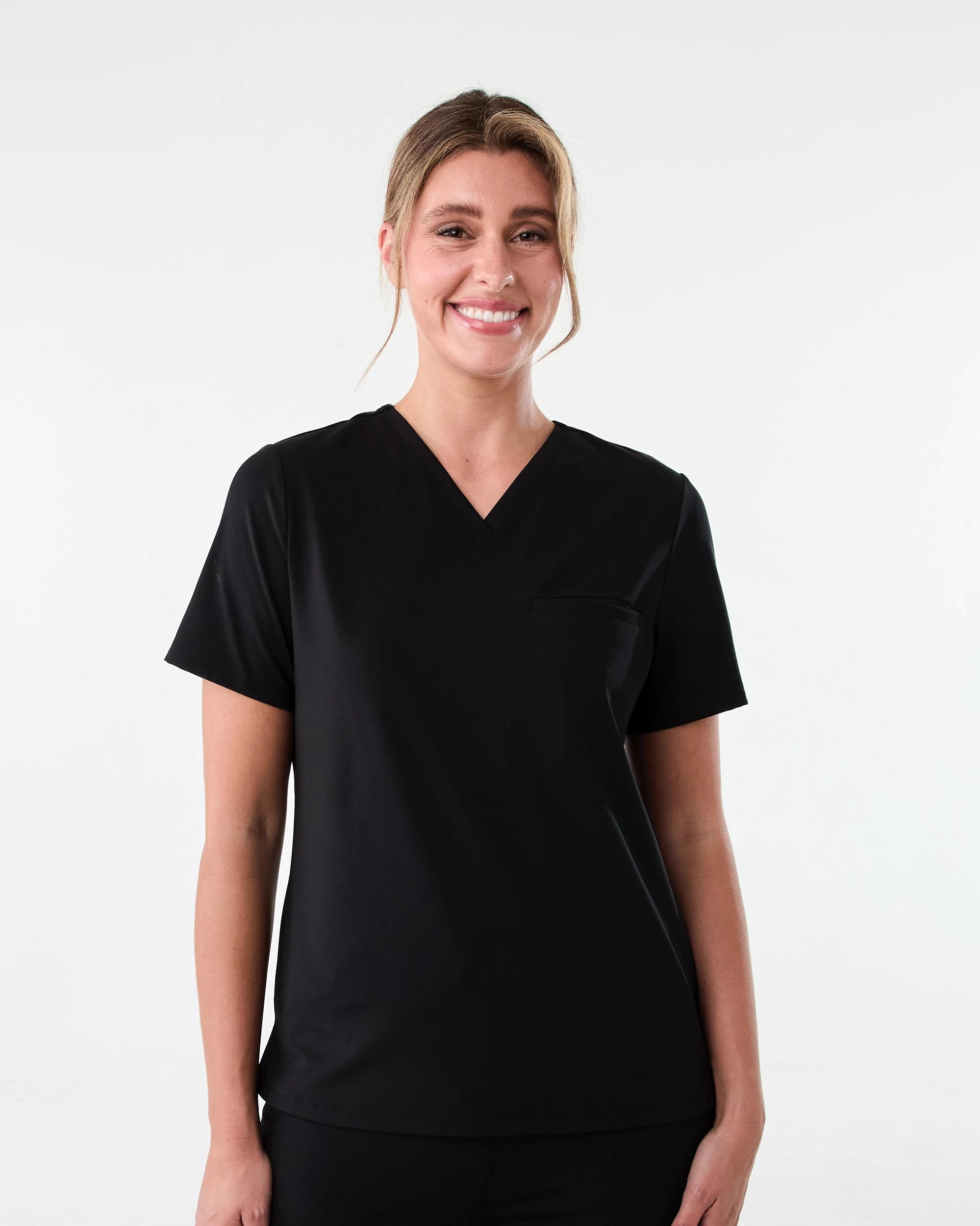 1 Workwear Performance Scrub Top Black, 1 of 8