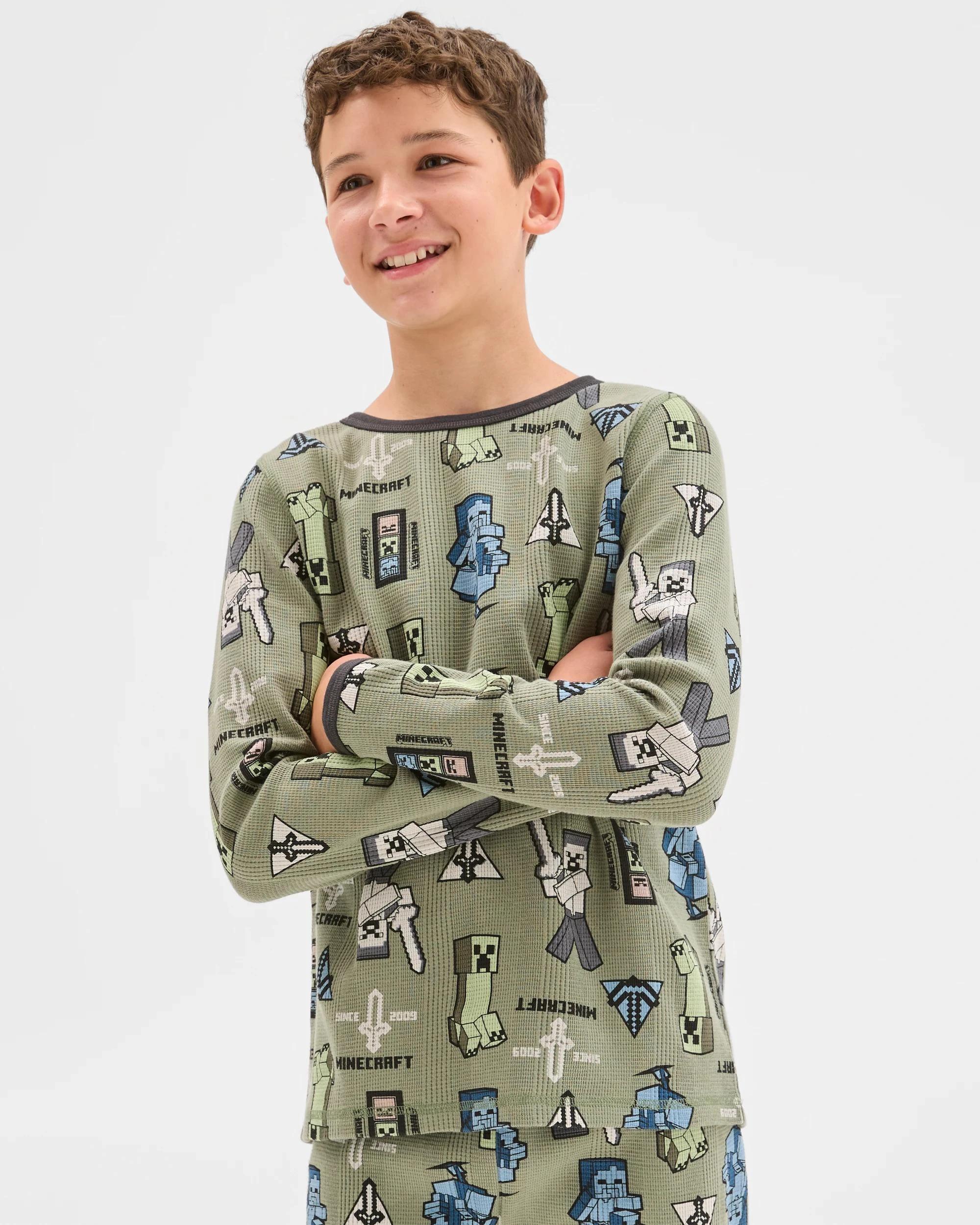 2 Target Minecraft Australian Cotton Older Boys Waffle Knit Pyjama Set MINECRAFT, 2 of 7