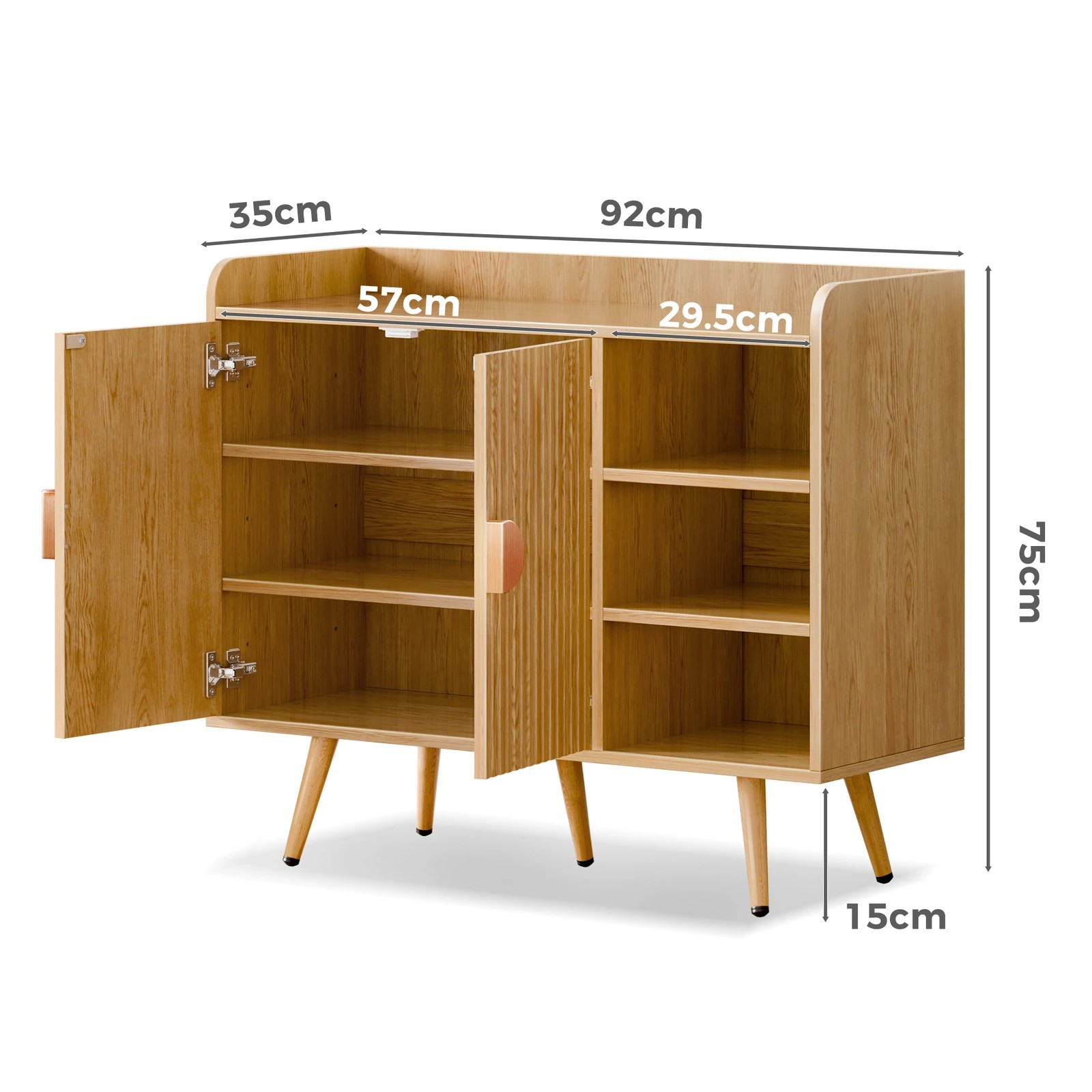3 Alfordson Shoe Cabinet Organiser Storage Rack Drawer Shelf 18 Pairs - Oak, 3 of 10