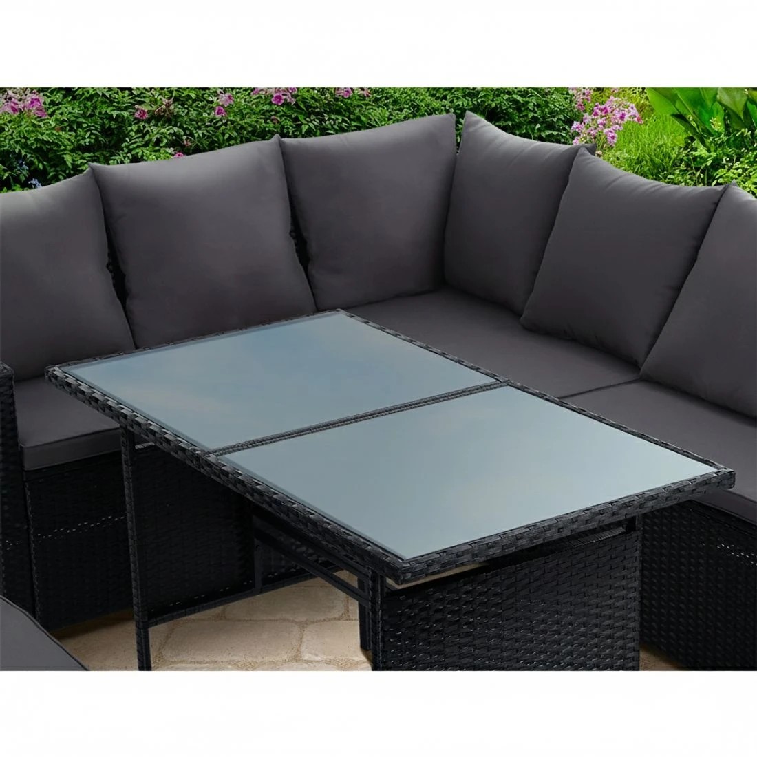 3 Gardeon Outdoor Dining Set Sofa Lounge Setting Chairs Table Bench Lawn - Black, 3 of 5