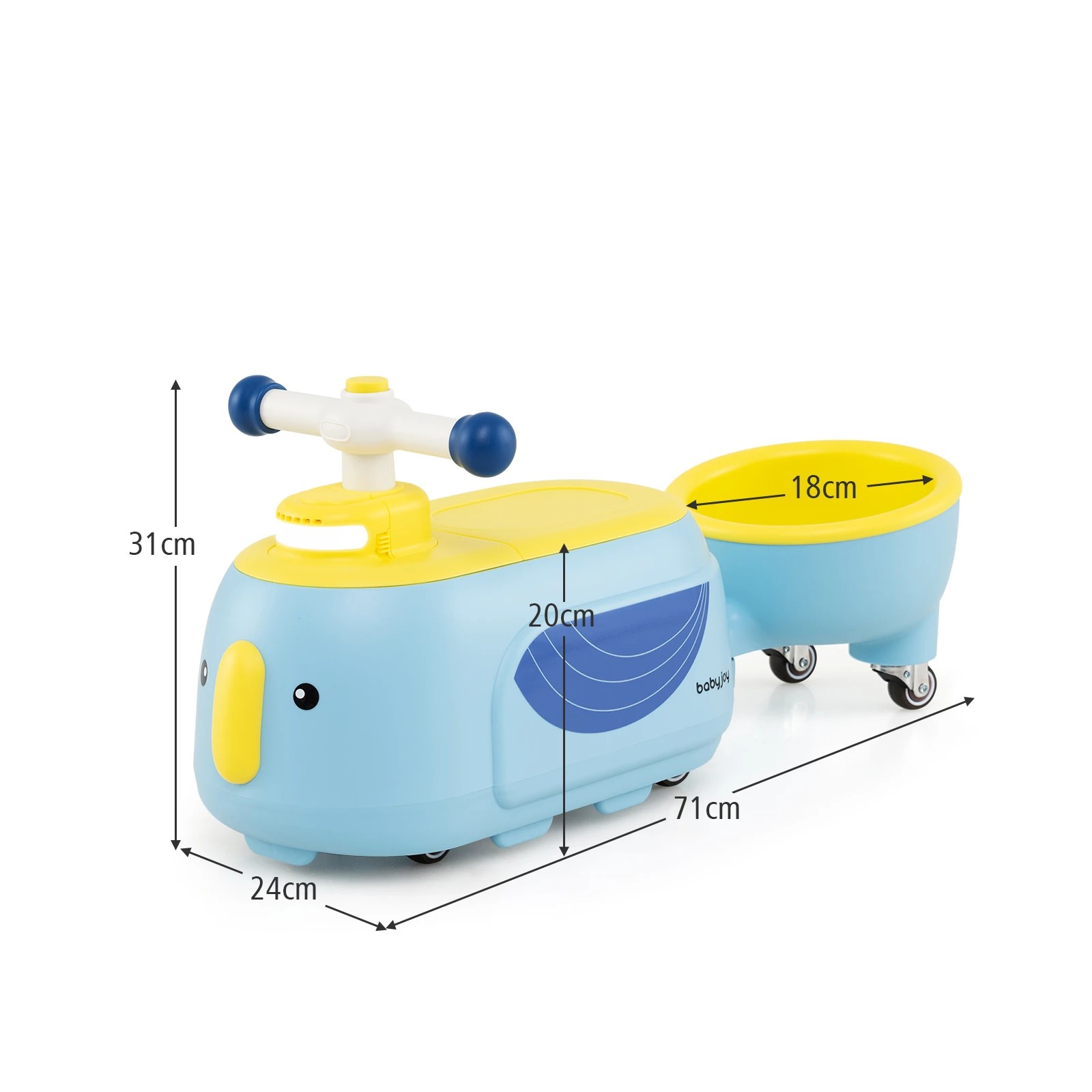 3 Costway Penguin Ride on Car Foot-to-Floor Sliding Wiggle Car - Blue, 3 of 3
