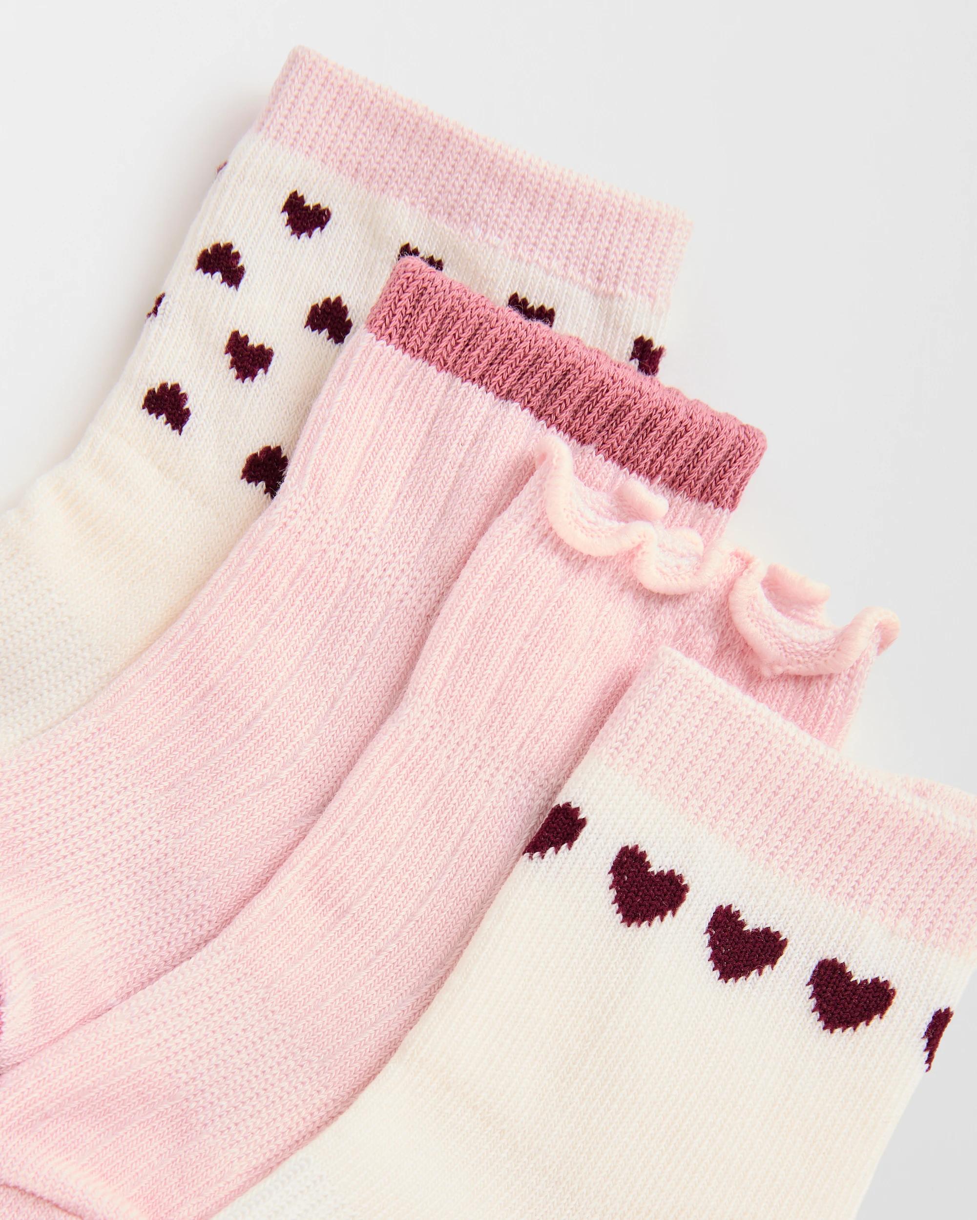 3 Target Baby Baby Australian Cotton Blend 4 Pack Textured/Trimmed Crew Socks HEARTS, 3 of 3