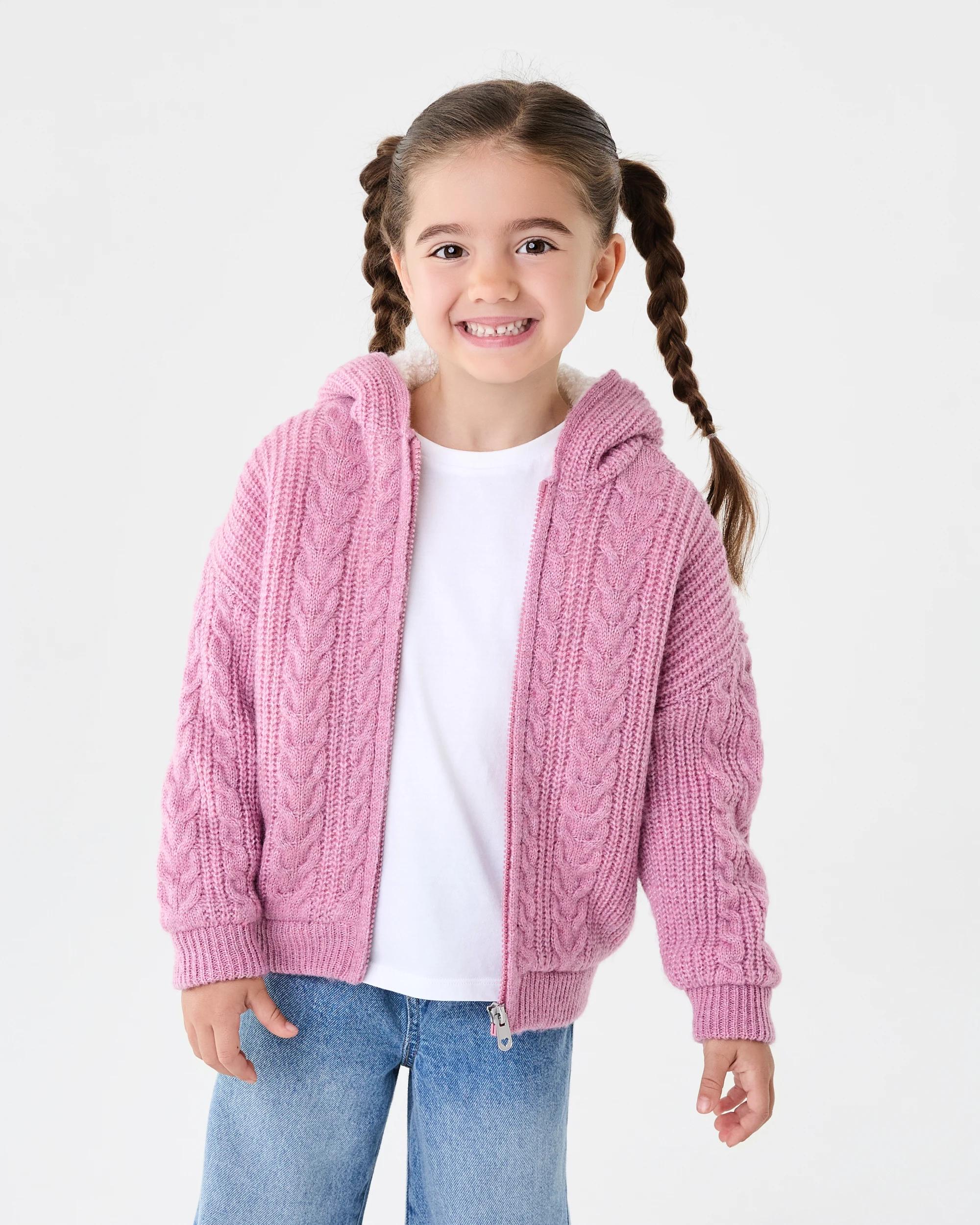 1 Sherpa Lined Cardigan Dust Rose, 1 of 7