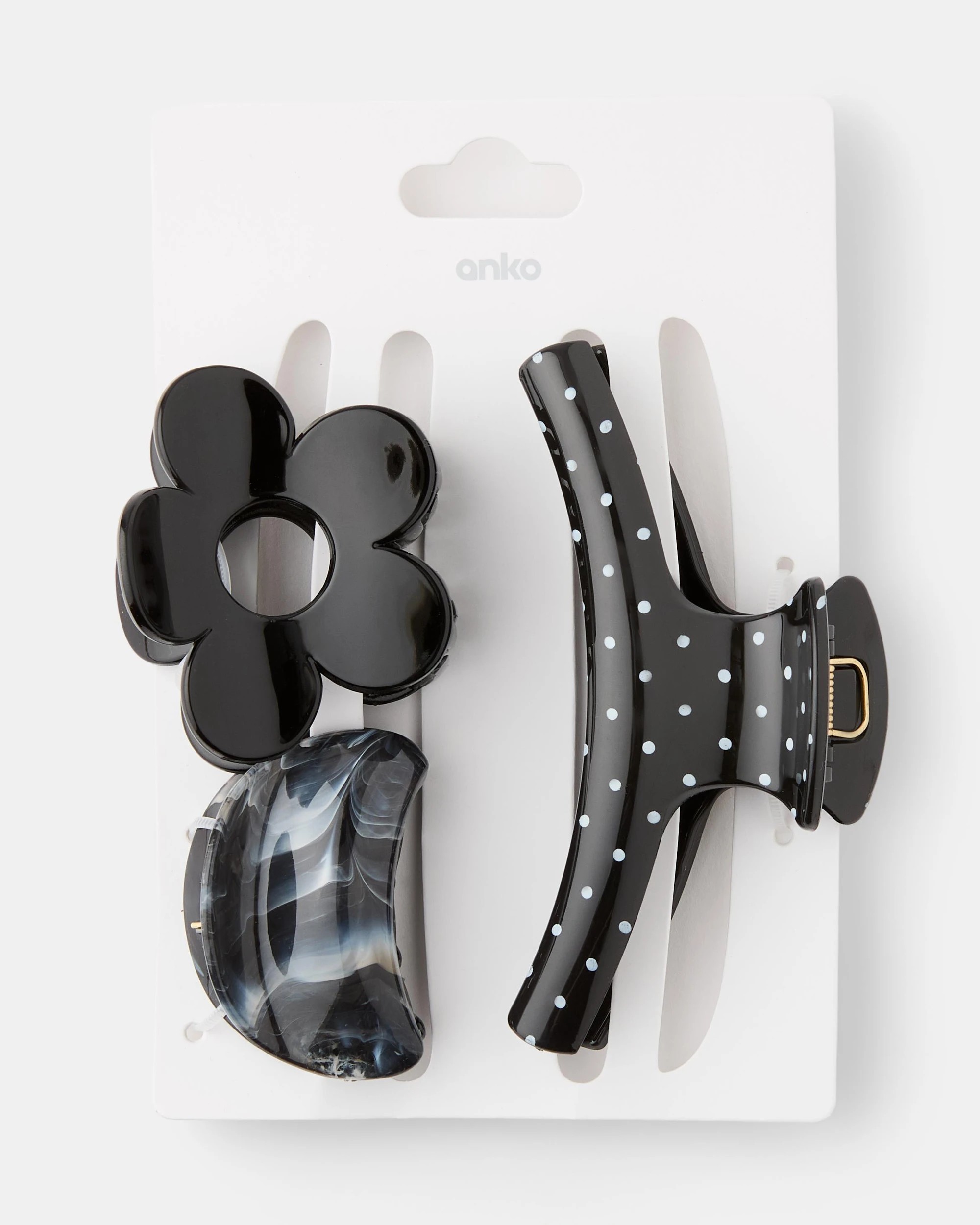 4 3 Pack Black Flower Claw Hair Clips, 4 of 4