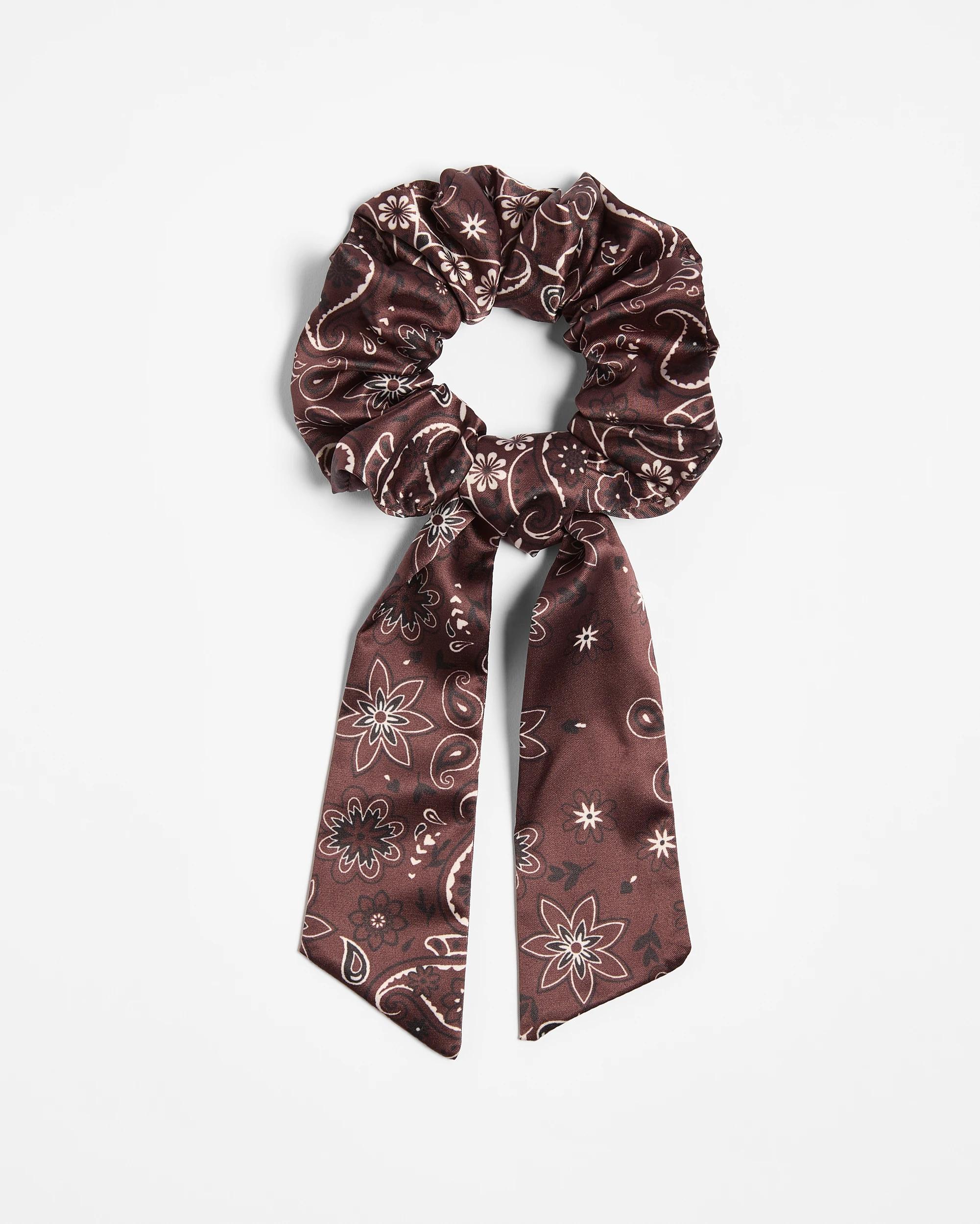 1 Target Printed Paisley Bandana Tie Scrunchie CHOCOLATE, 1 of 1