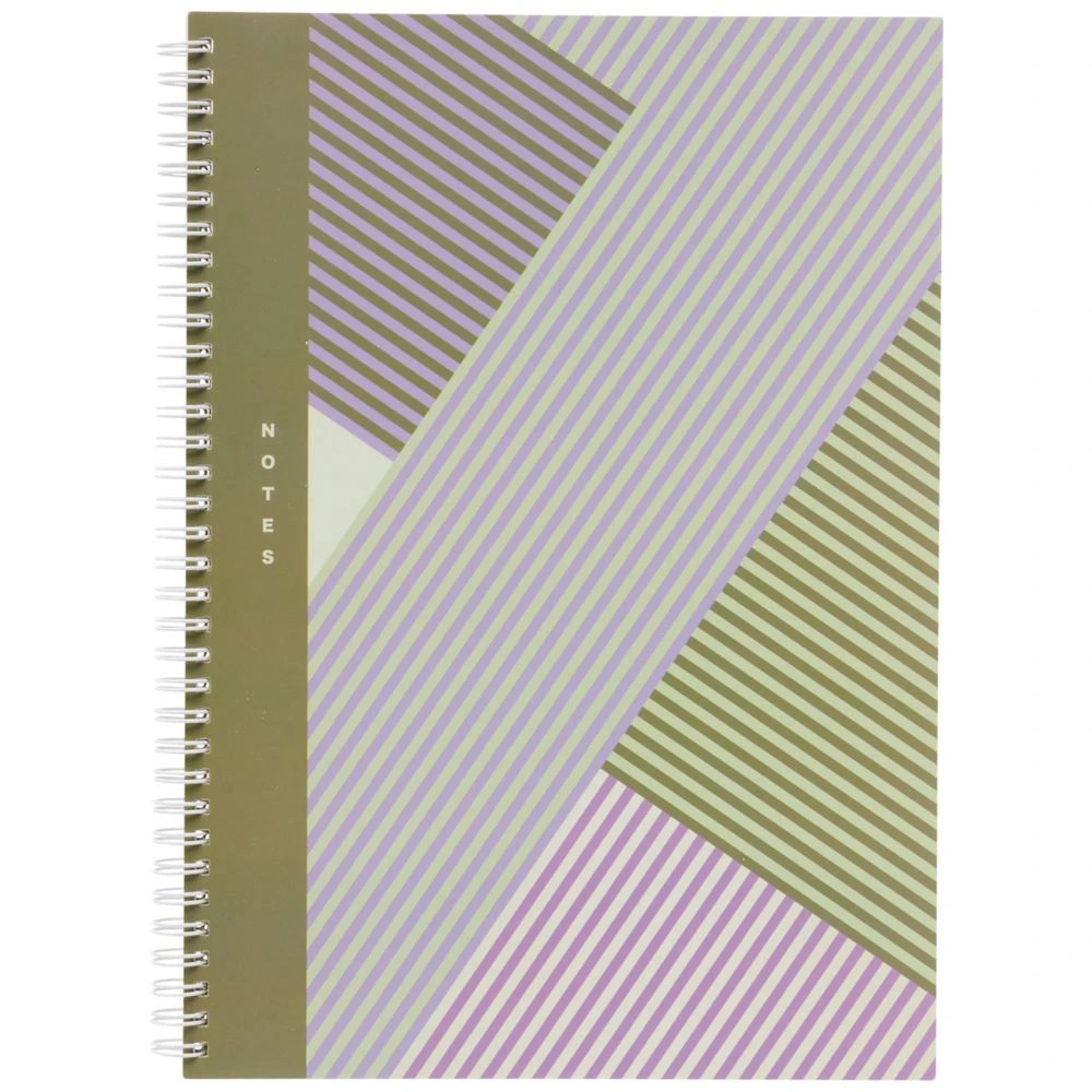 1 Otto A4 Spiral Notebook Striped Green 200 Page, 1 of 2