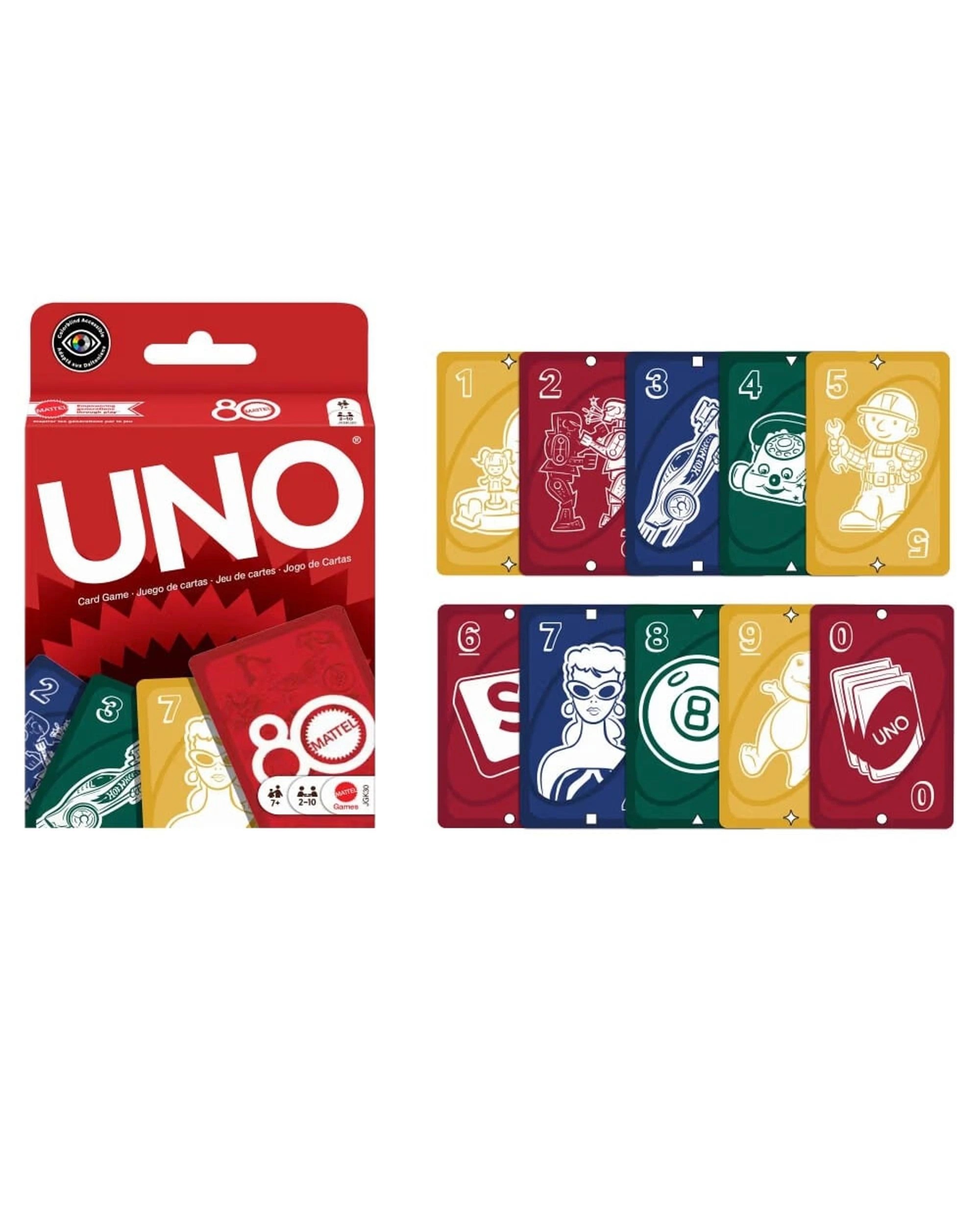 2 UNO Mattel 80th Anniversary Ruby Red Card Game, 2 of 6