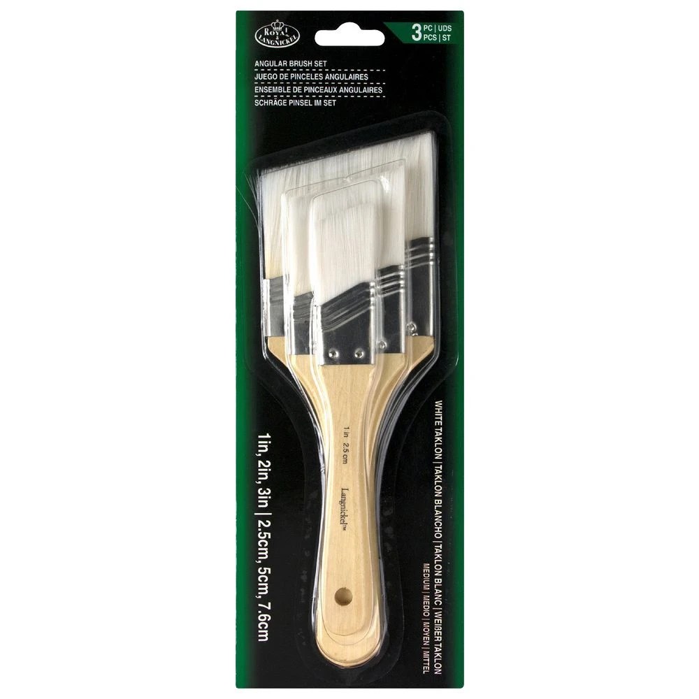3 Royal & Langnickel Angular Brush Set 3 Pieces White, 3 of 4