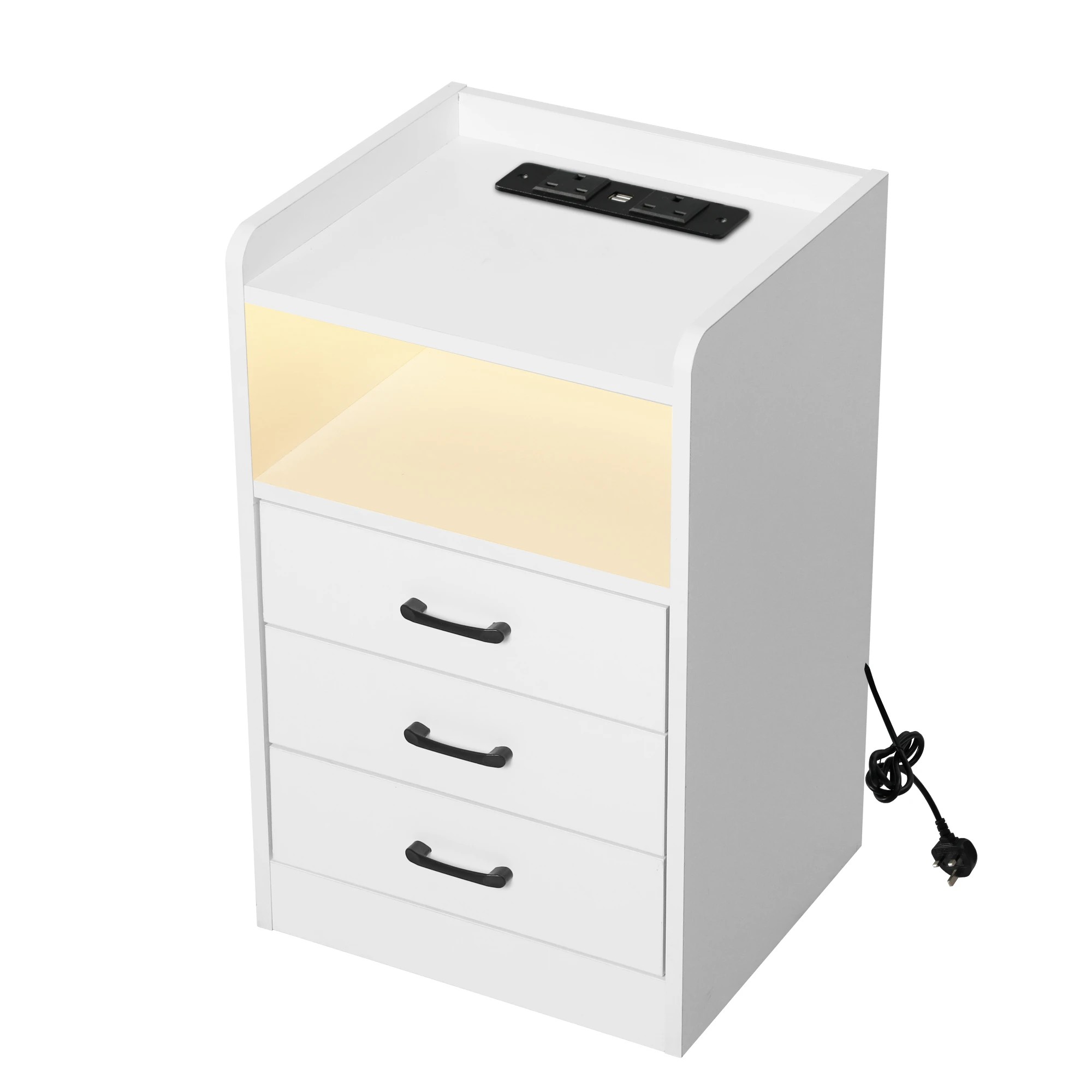 1 Levede Bedside Table With Charging Station White, 1 of 6