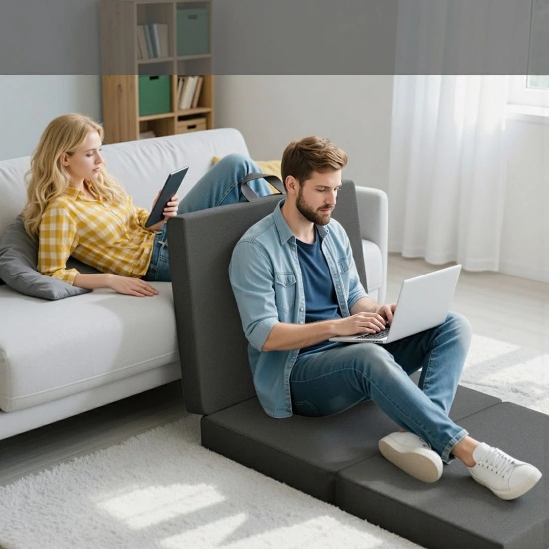 5 BedStory Folding Mattress Small King Single Trifold Mattress Firm Support Foam Washable - King Single Bed - Black, 5 of 6