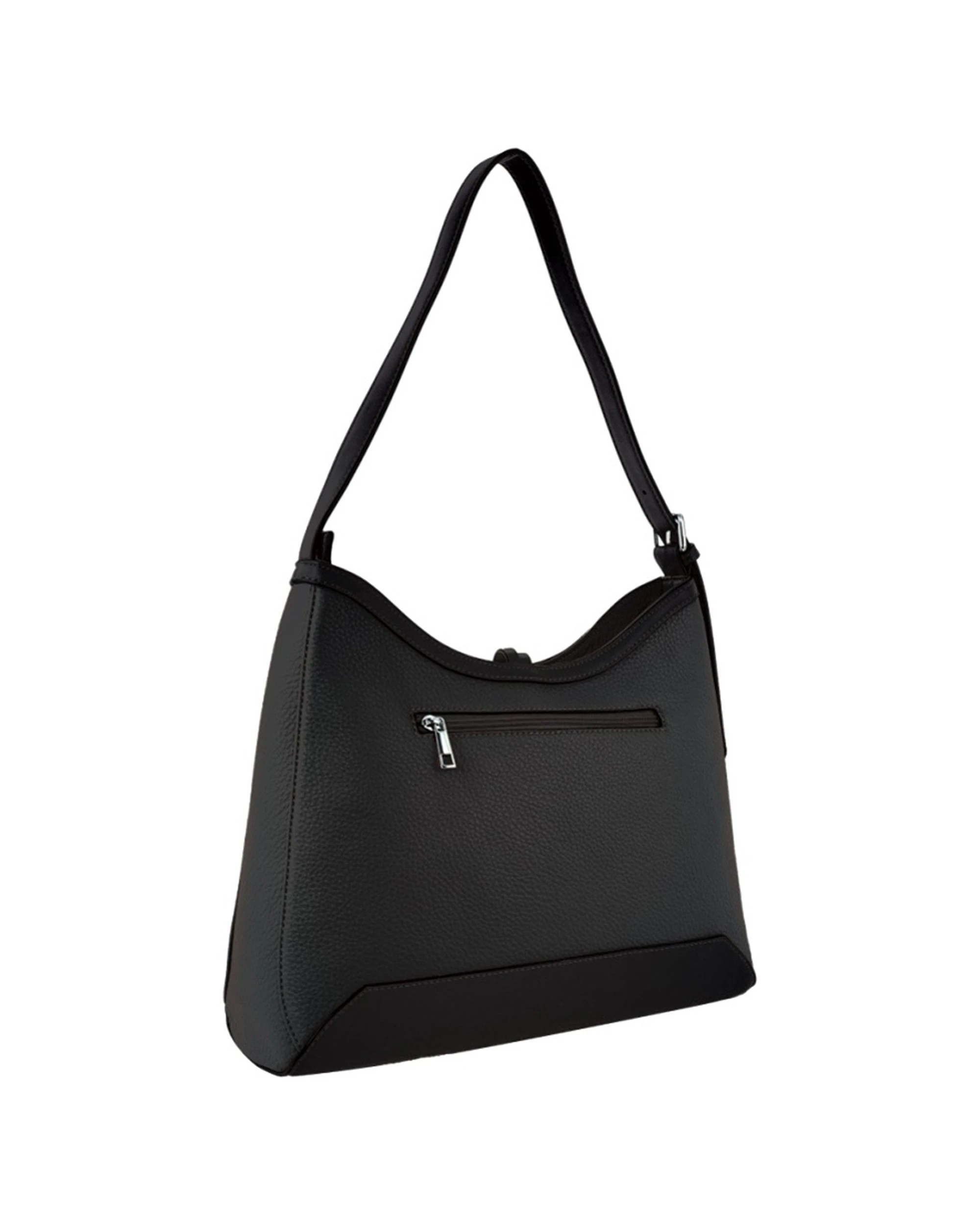 4 Milleni Vegan Leather Shoulder Bag Adjustable Strap Fits 13" Laptop 35x12x29cm - Black, 4 of 4