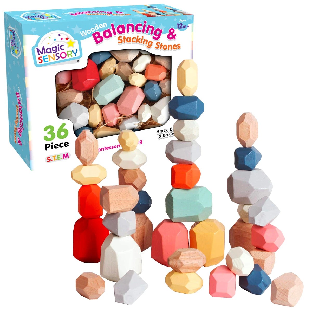 5 Magic Sensory 36 Piece Wooden Balancing & Stacking Stones, 5 of 5