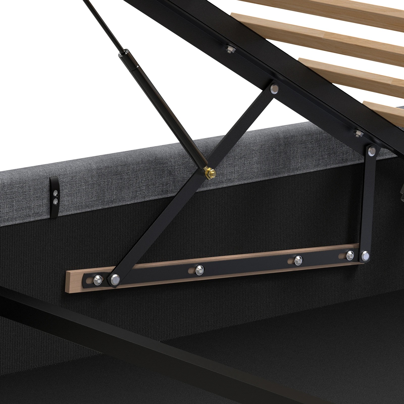 8 Alfordson Bed Frame Double Gas Lift Storage Adjustable Headboard Luria - Grey, 8 of 10