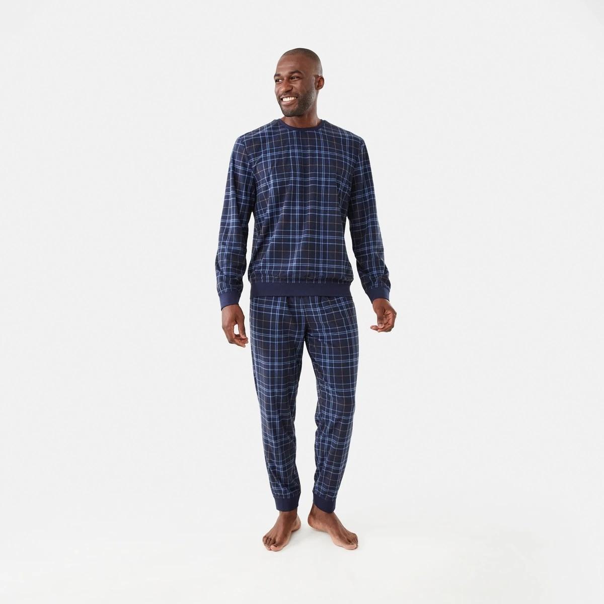 1 Long Sleeve Matching Jogger Pants Pyjama Set Lake Check, 1 of 7