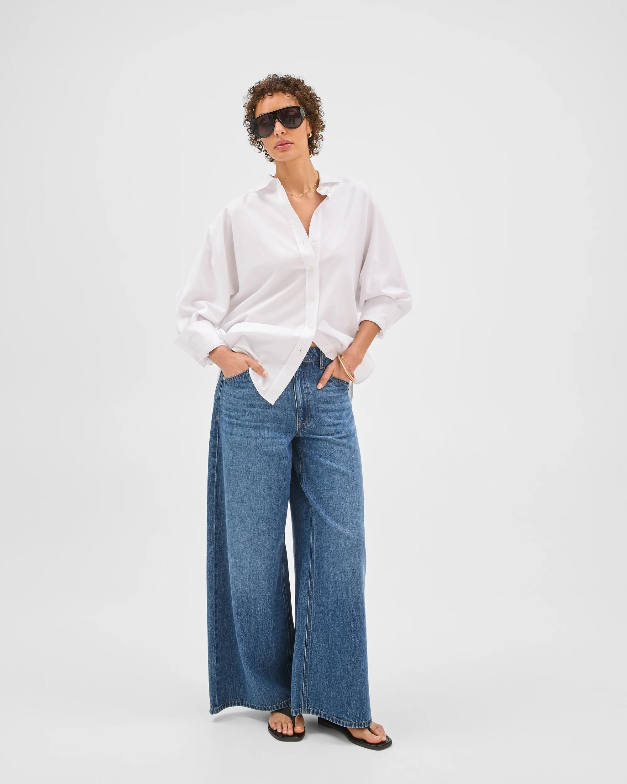 1 Target Denim AirLoom Slouch Wide Leg Denim Jeans DARK WORN, 1 of 6