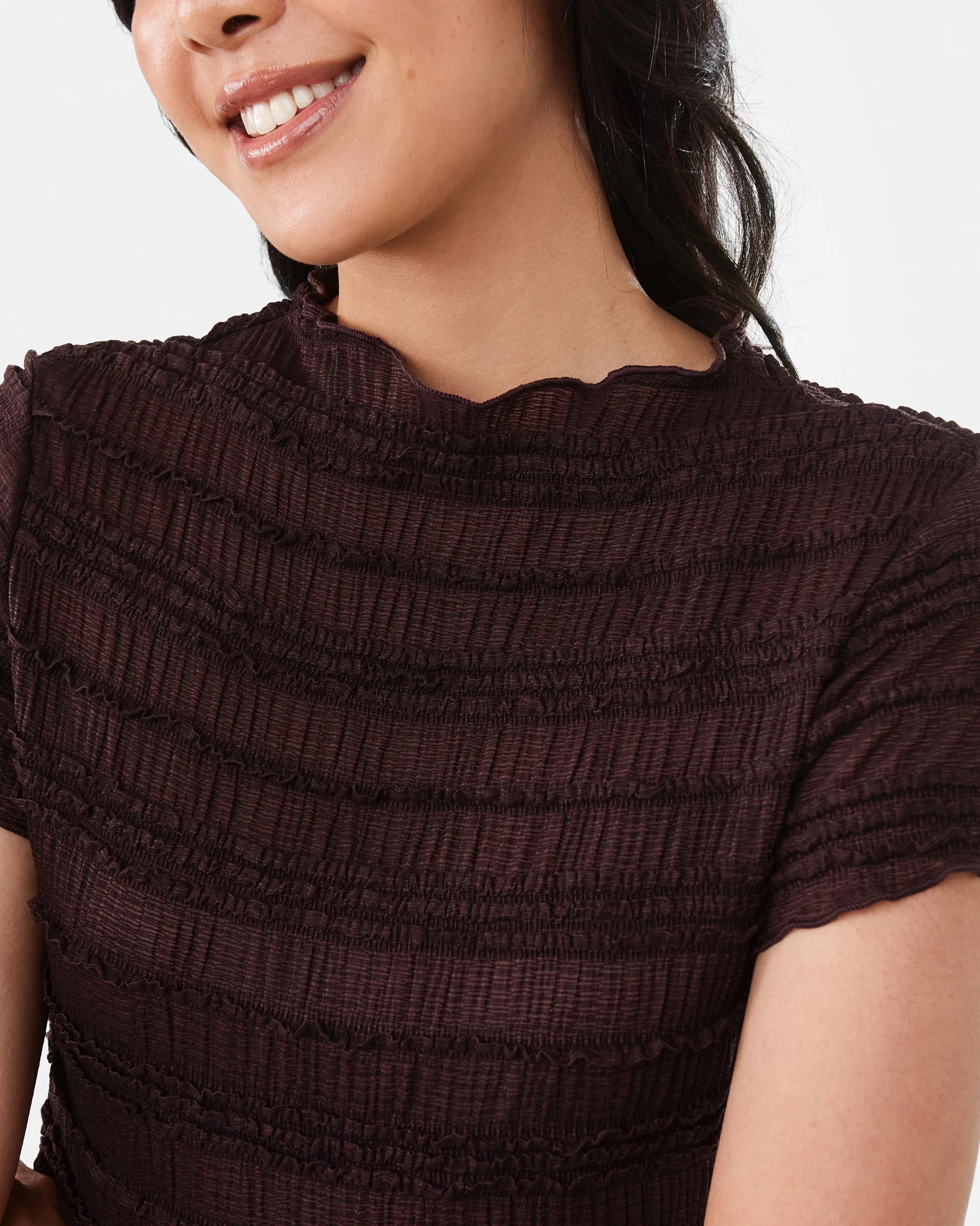 6 Short Sleeve Textured T-shirt Melt Brown, 6 of 8