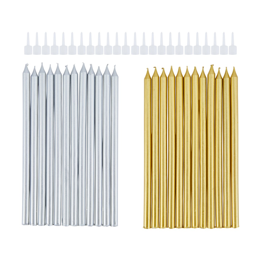 1 12 Pack Tall Metallic Candles, 1 of 3