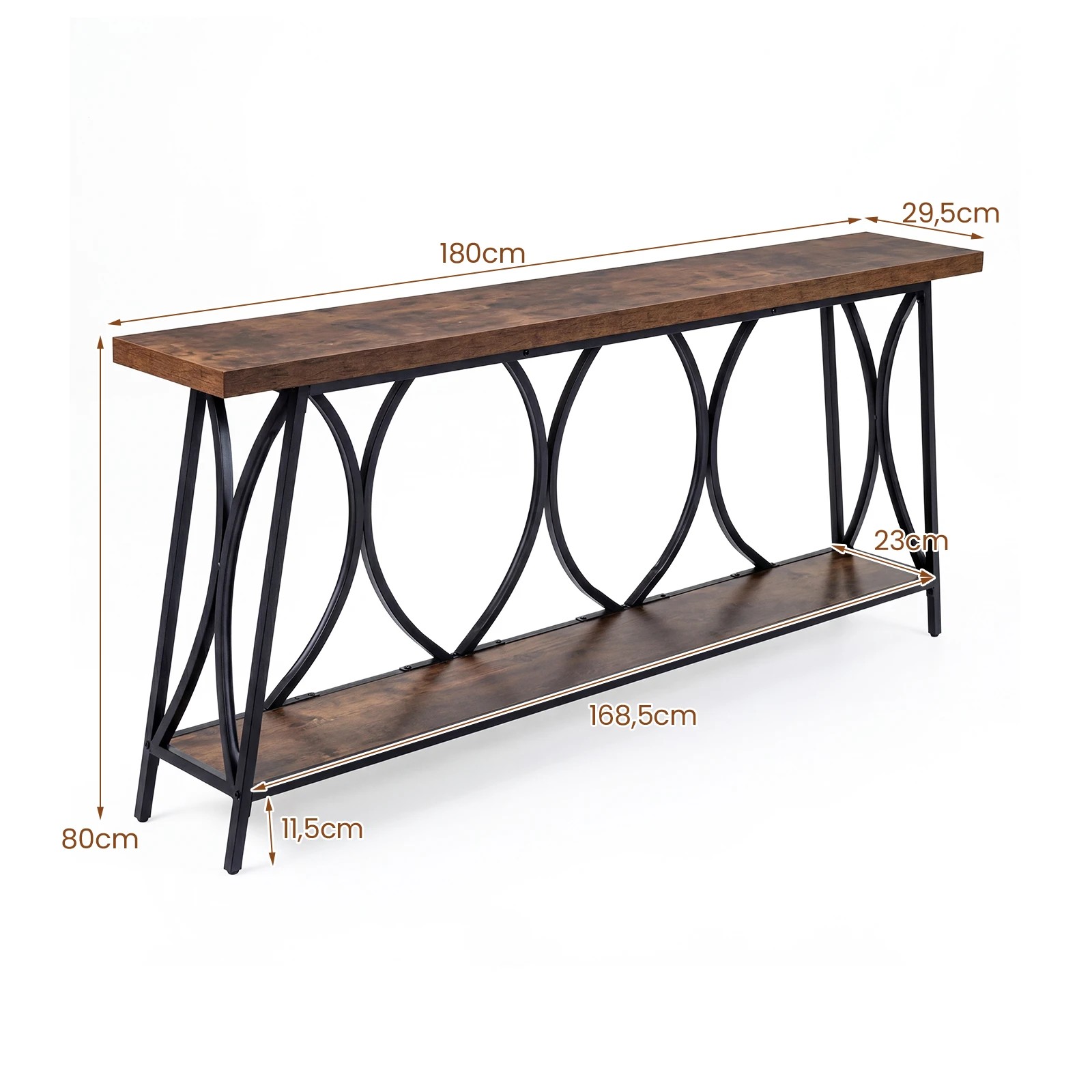 2 Costway 180cm Extra Long Console Table 2-Tier Narrow Sofa Table, 2 of 7