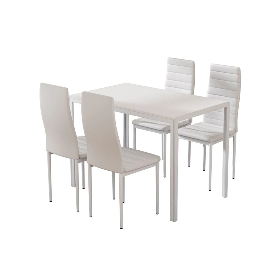 1 Artiss Dining Chairs and Table Dining Set 4 Chair Set Of 5 - White, 1 of 5